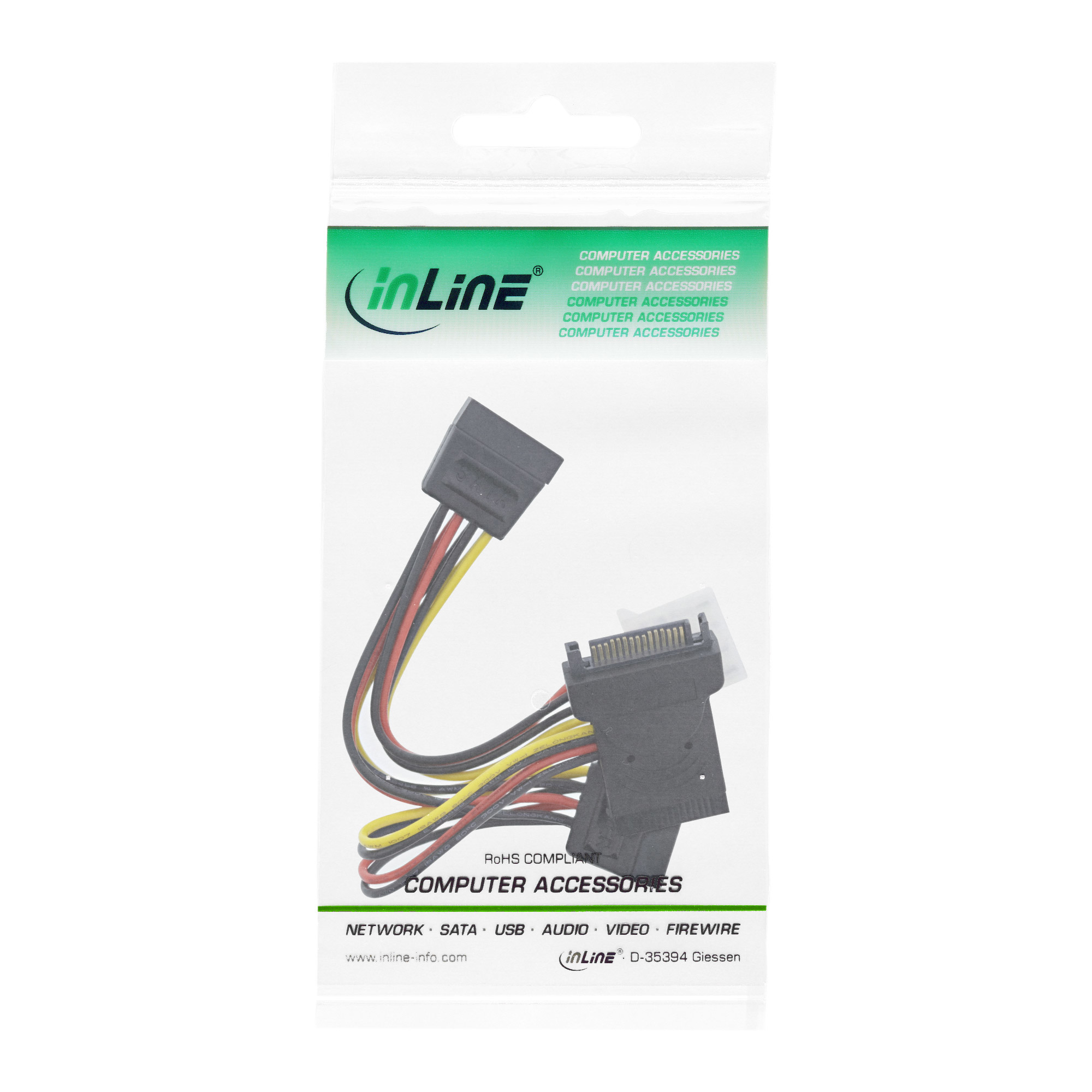 Eine Packung Computerzubehör mit einem SATA-Kabel darin.
