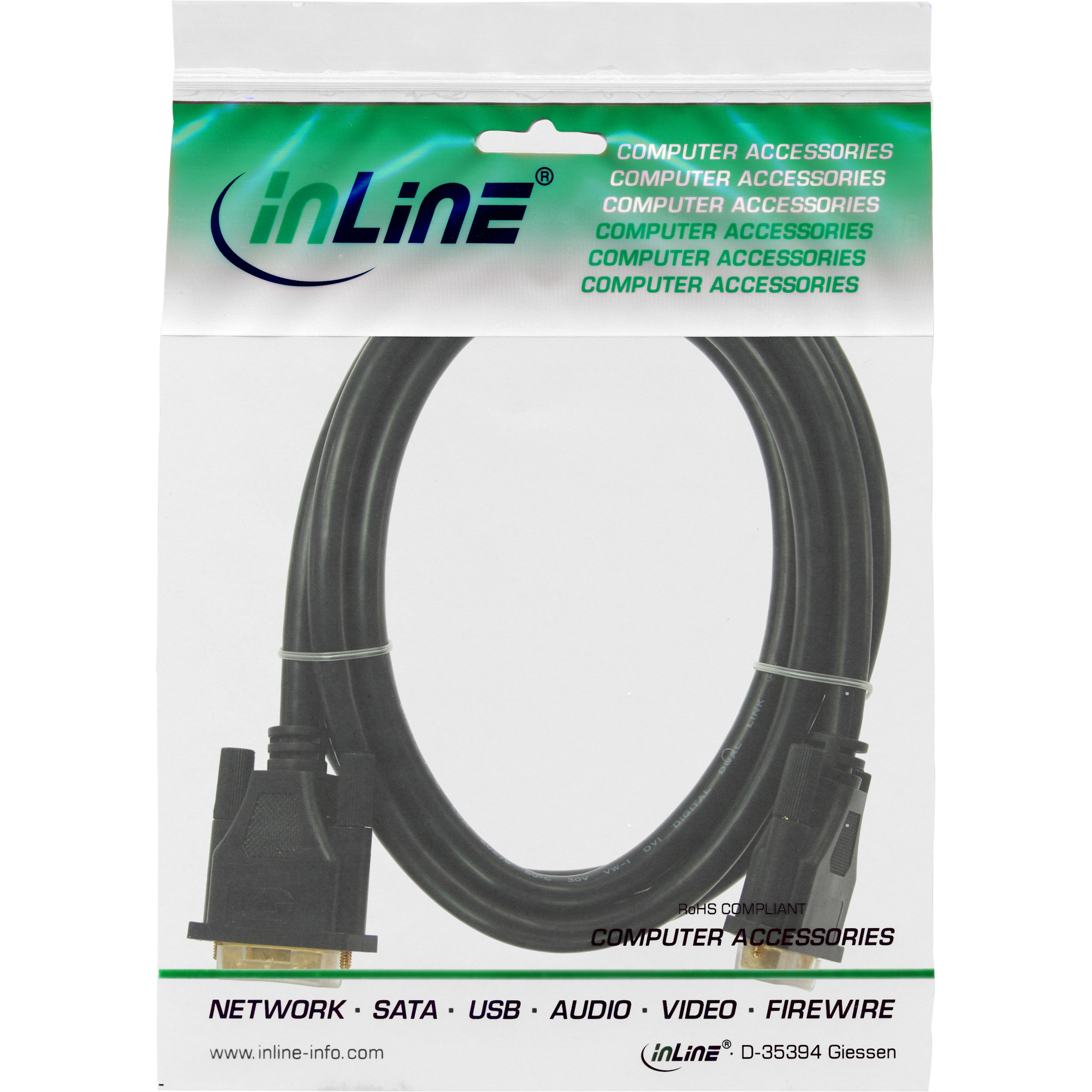 INLINE InLine® DVI-D Anschlusskabel Premium, digital 24+1 ST / ST, Dual Link, 15m Kabel DVI DVI, Schwarz