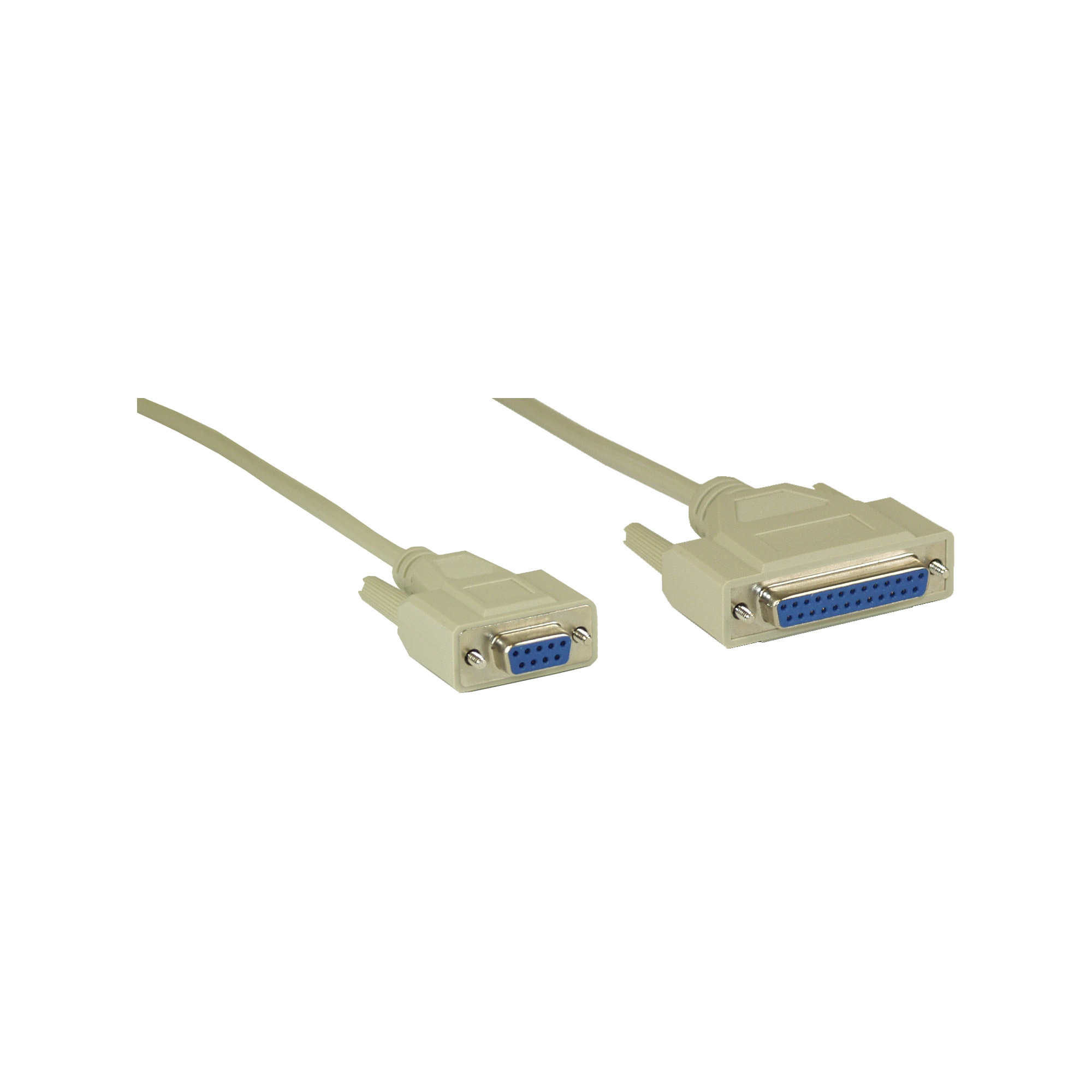 Due cavi per stampante grigi paralleli. Ogni cavo ha un connettore con pin blu a ciascuna estremità.