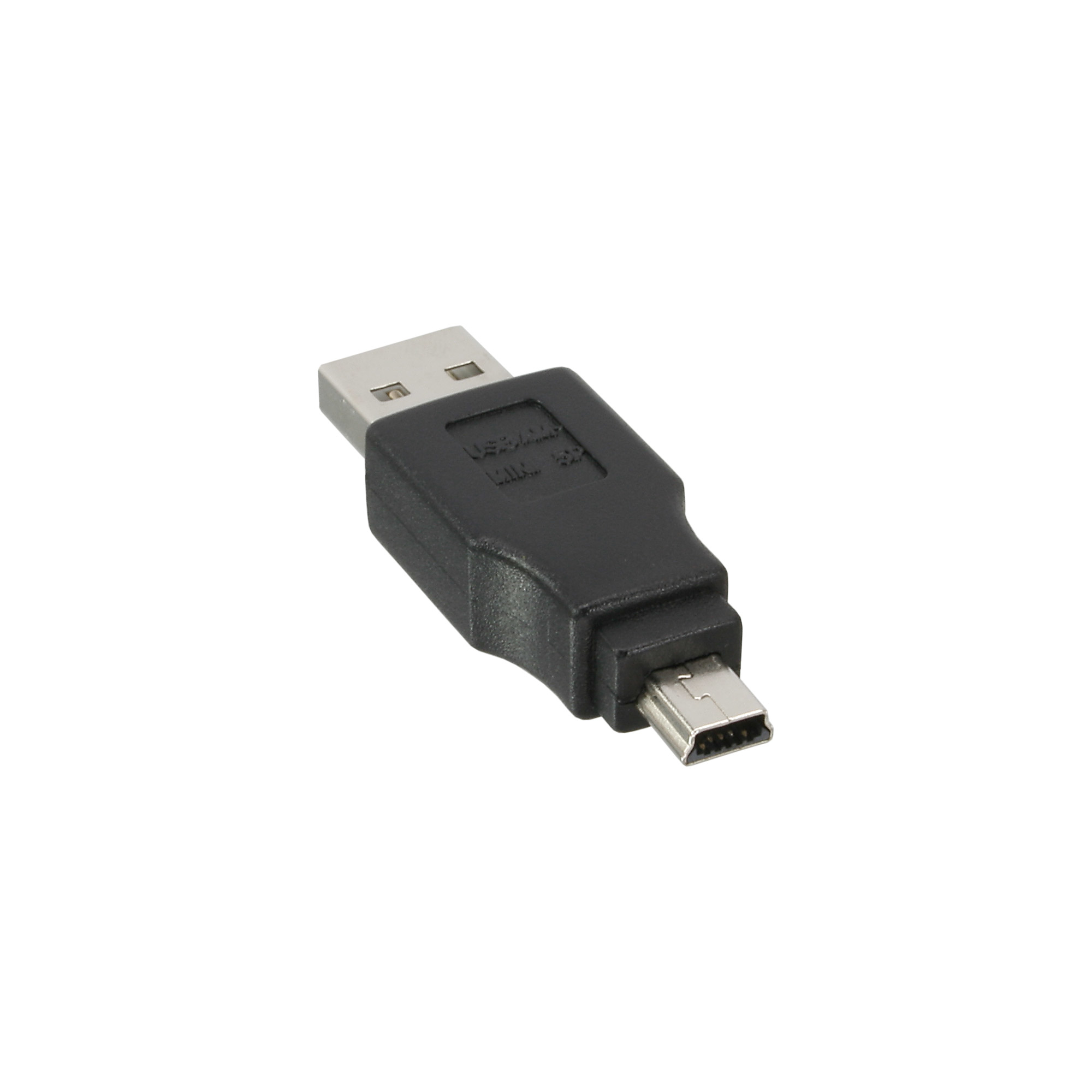 Schwarzer USB-zu-Micro-USB-Adapter auf weißem Hintergrund.