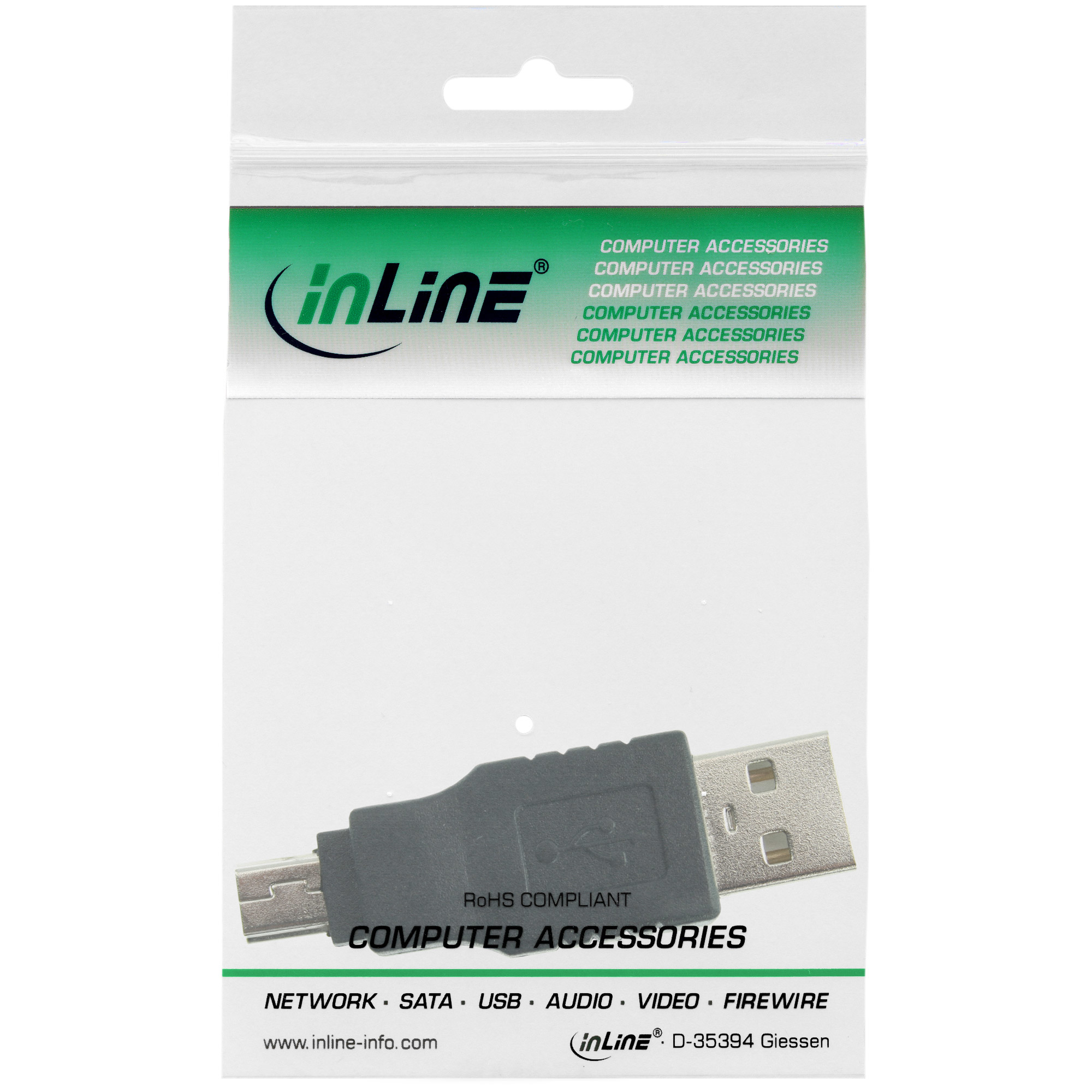 Eine Plastiktüte mit Computerzubehör. Das Produkt ist ein USB-Adapter.