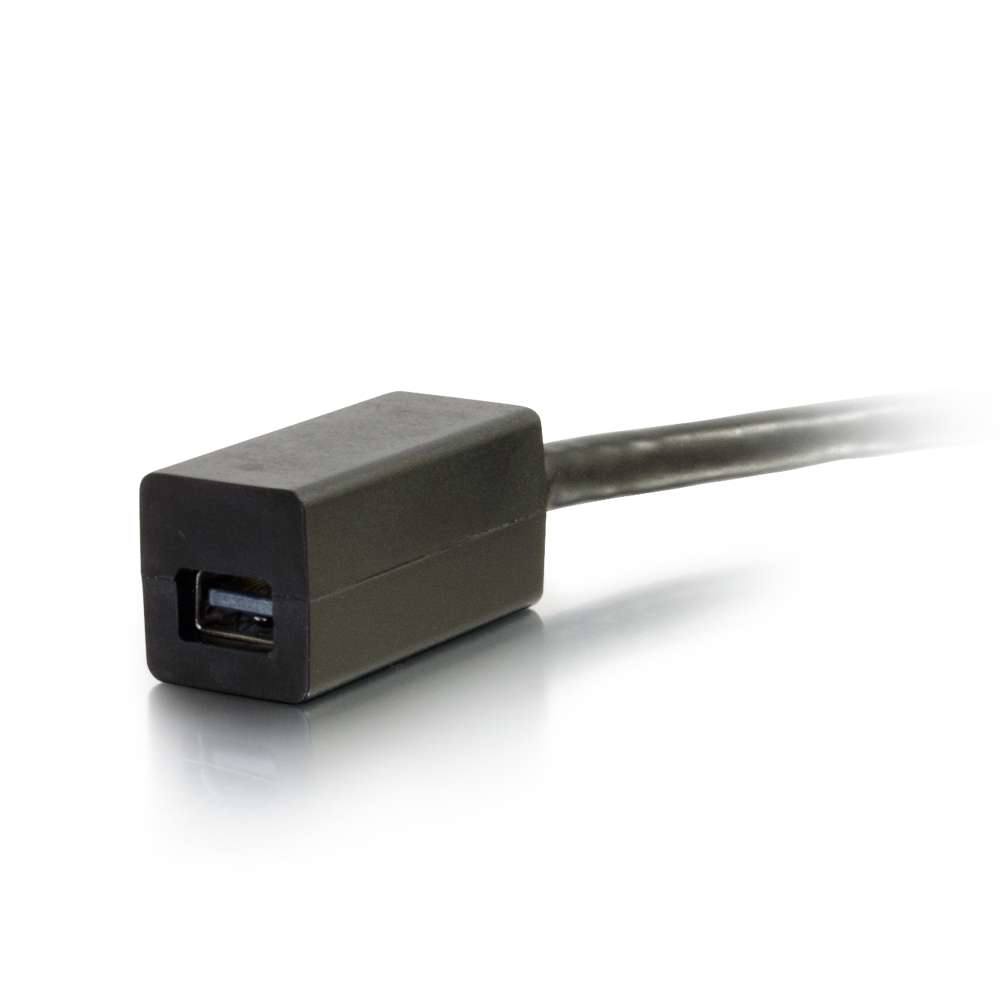 Ein schwarzer USB-Adapter mit einem USB-Anschluss, isoliert auf weißem Hintergrund.