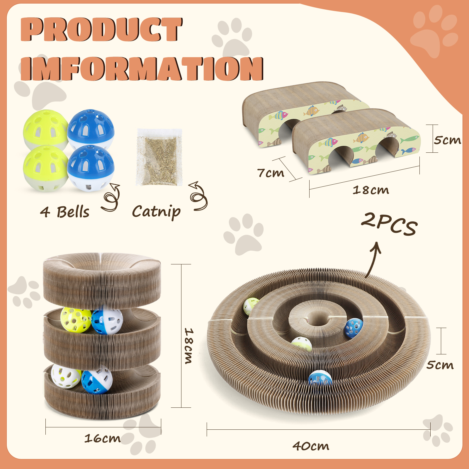 Información del producto: juguetes para gatos con bolas, hierba gatera y laberinto.