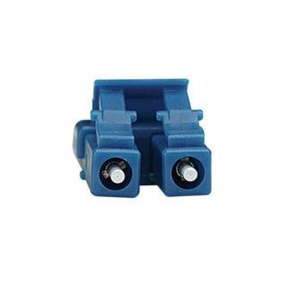 Connettore in fibra ottica blu con due porte.