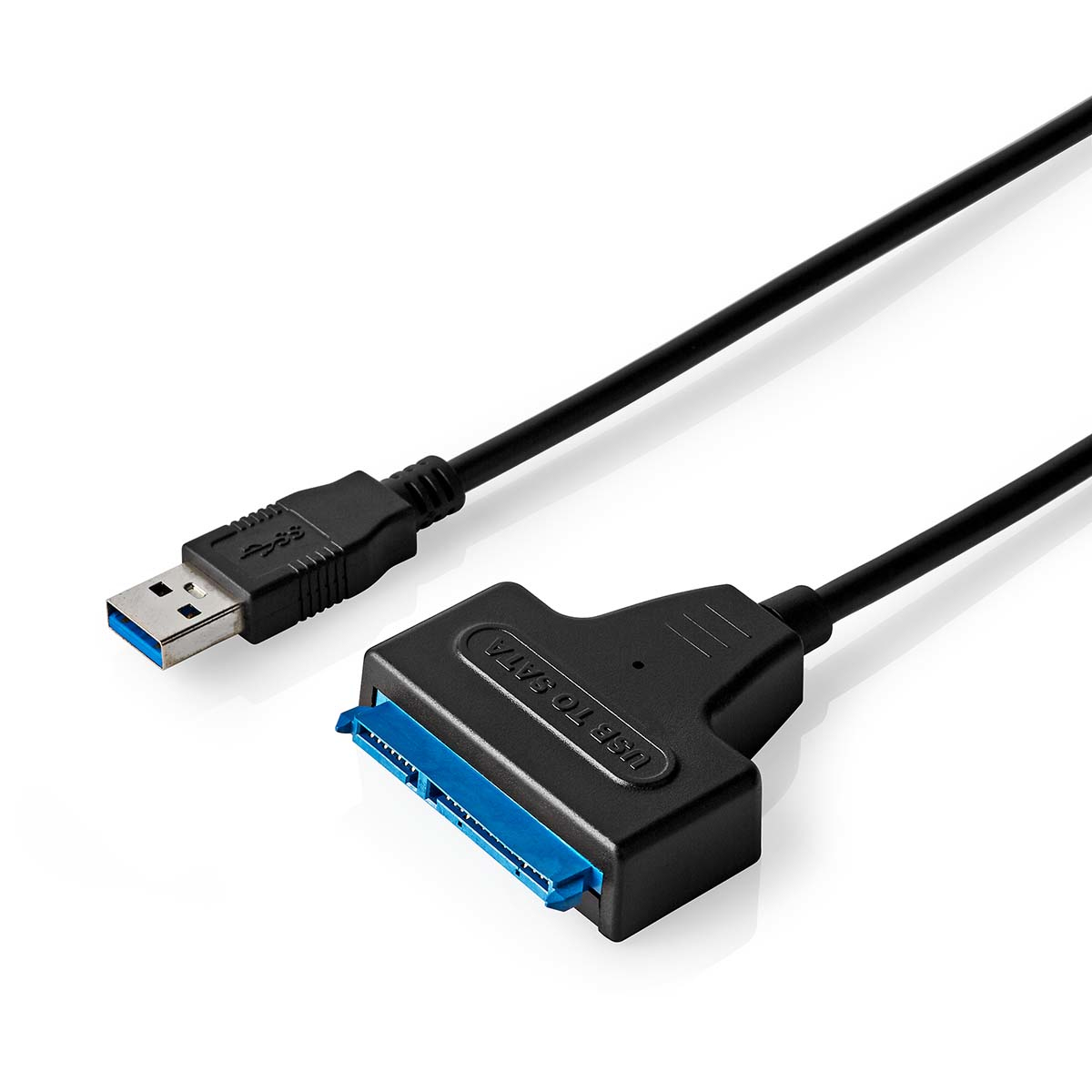 Cavo da USB a SATA, nero con connettori blu.