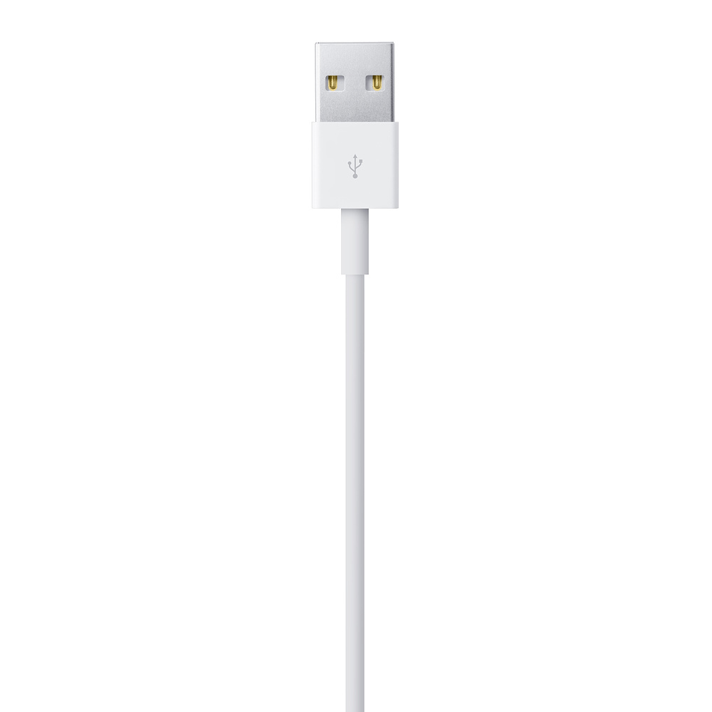 Ein weißes USB-Kabel mit einem USB-Anschluss am Ende.