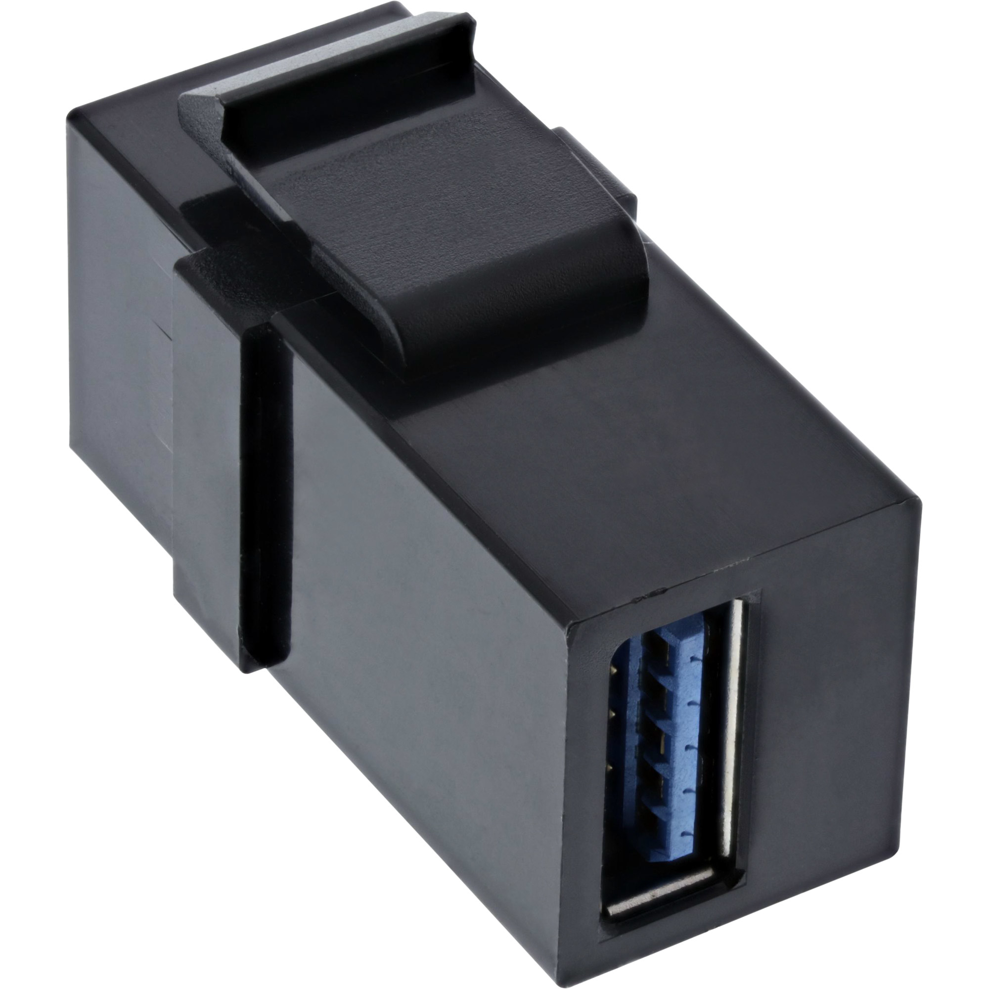 Adattatore USB nero. Sfondo bianco.