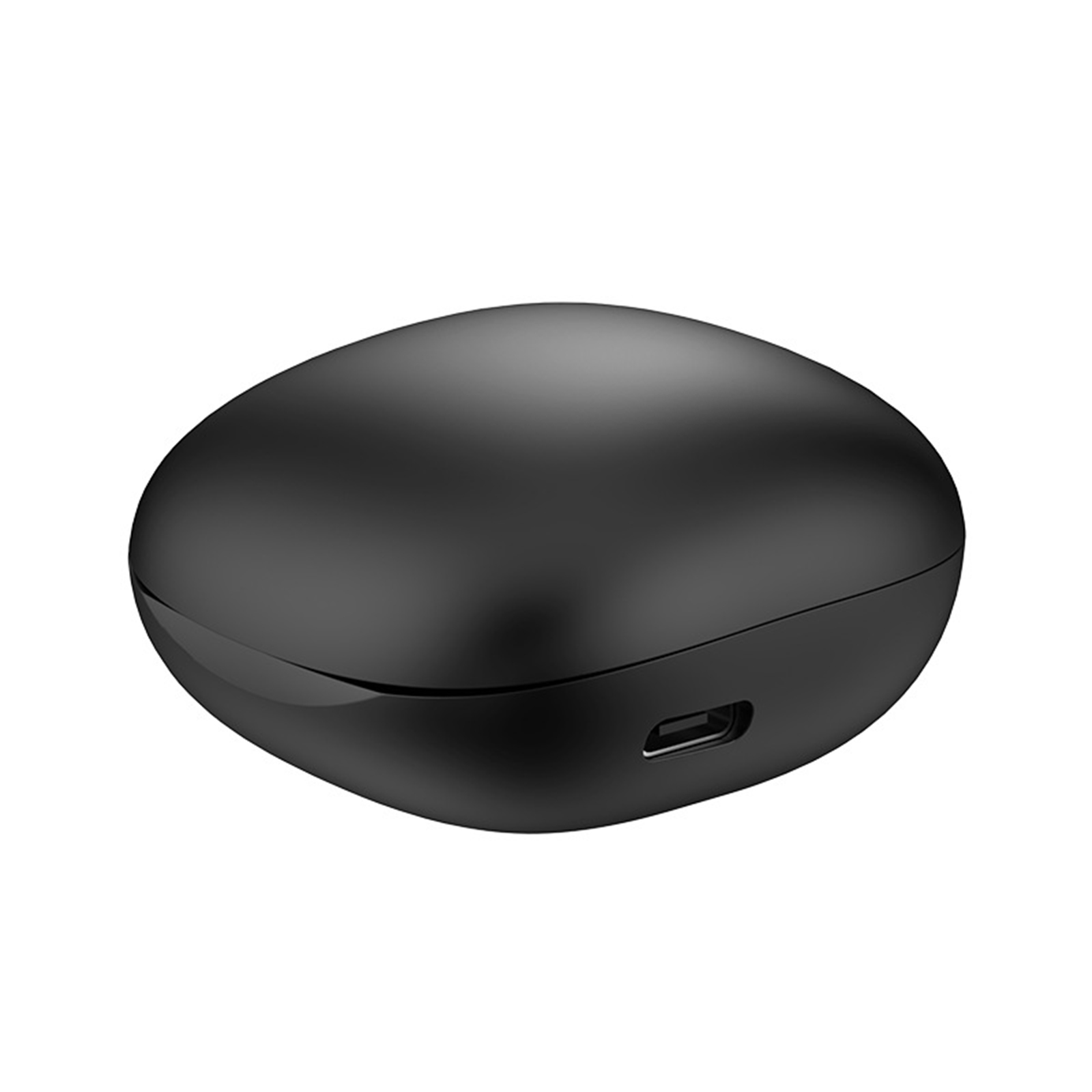 Schwarzes, oval geformtes Ladecase mit Ladeanschluss.