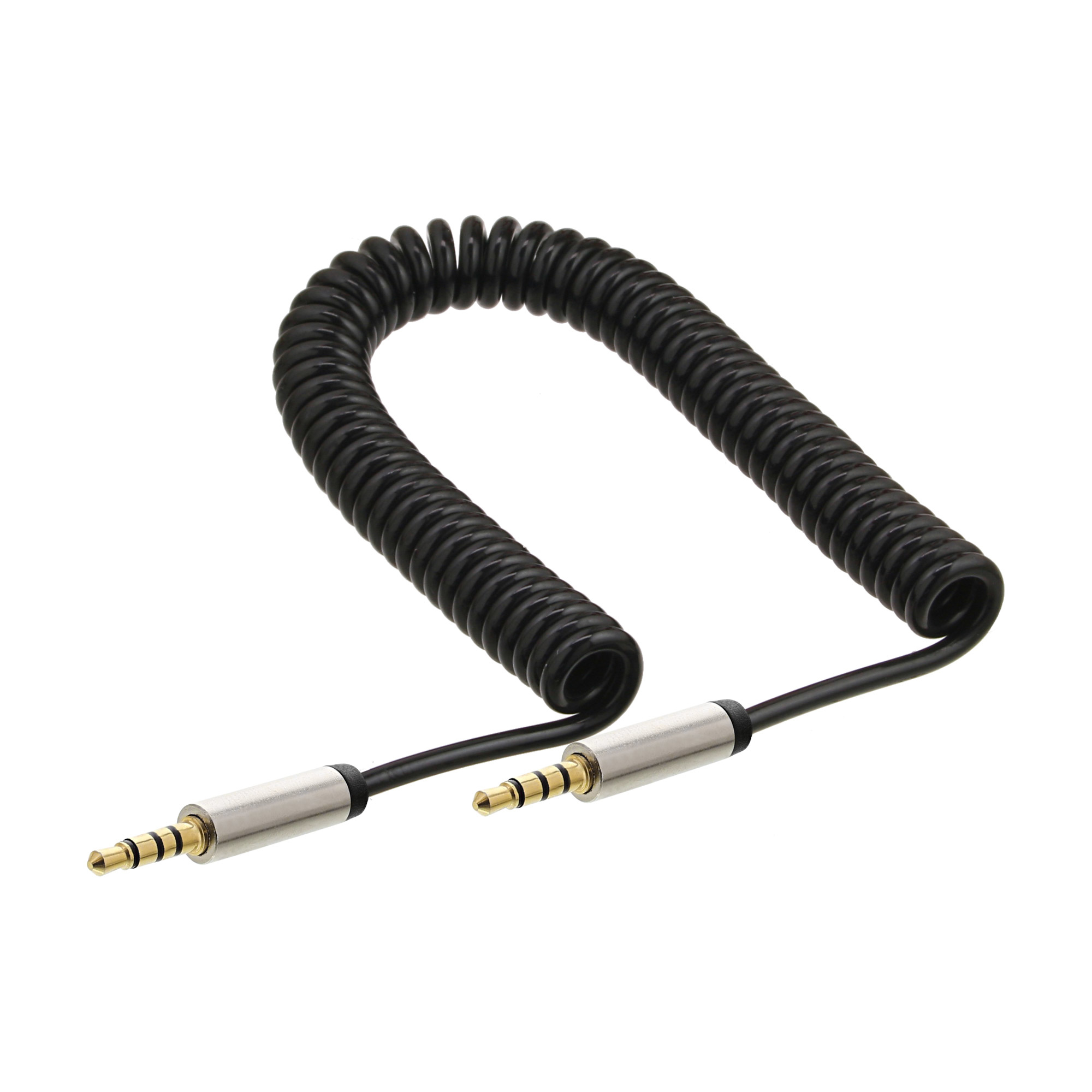 INLINE InLine® Slim Audio Spiralkabel Klinke 3,5mm ST/ST, 4-polig, Stereo, 1m Kabel Audio- / Videokabel &, Audio- / Videokabel diverse, 1 m