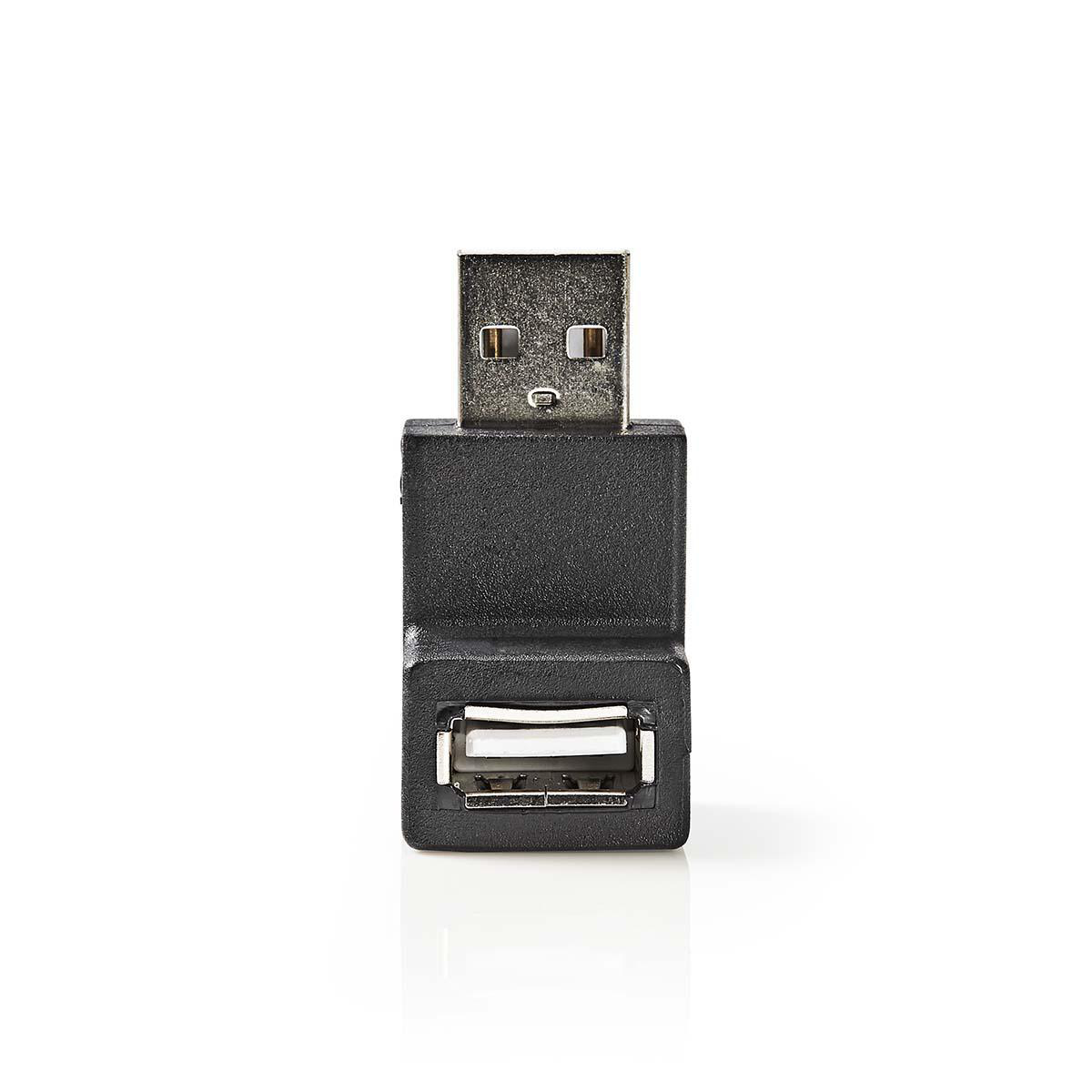 Adattatore USB nero. Ha una spina USB-A e una porta USB-A.