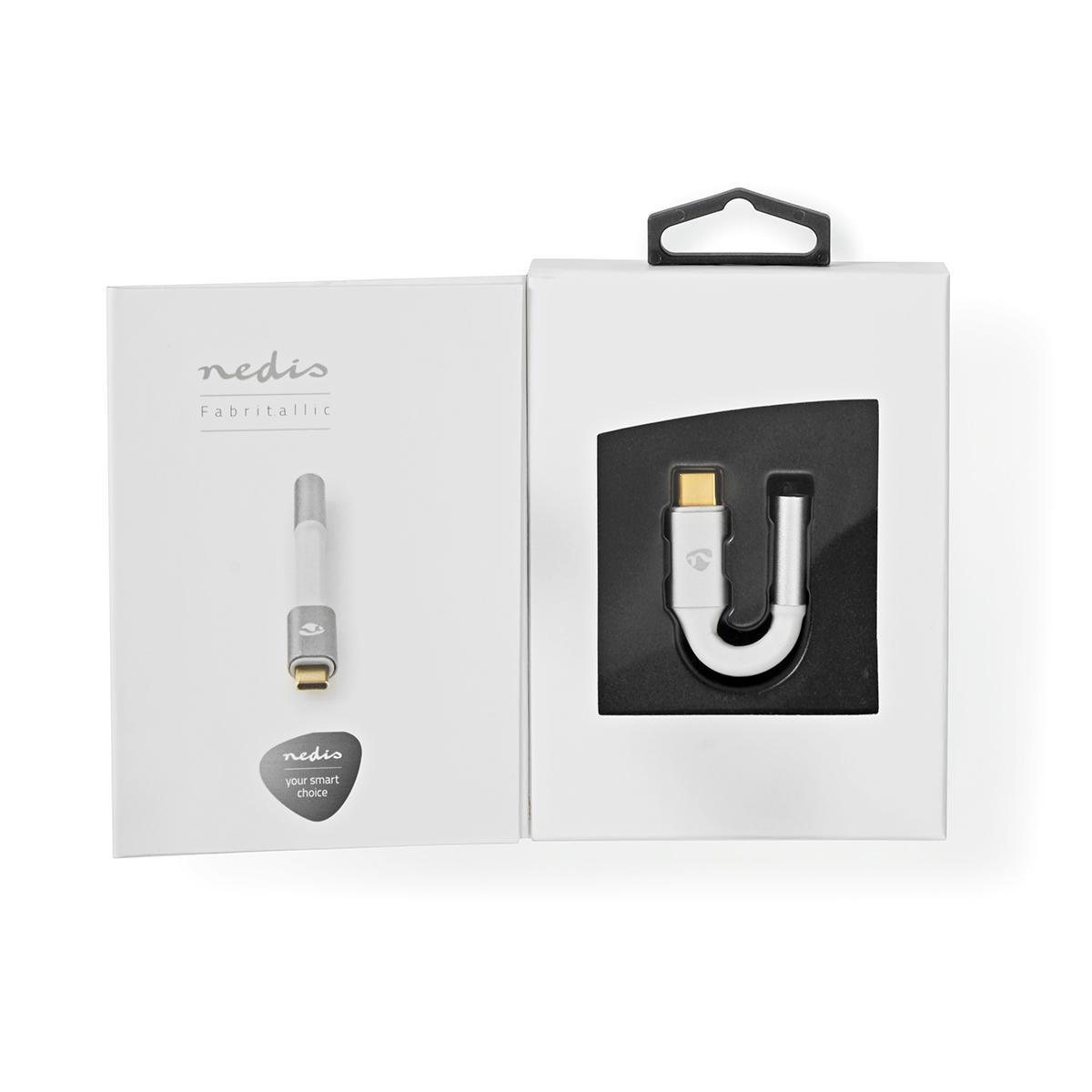 White and silver adapter cables in open boxes. The box says 'nedis' and 'your smart choice'.