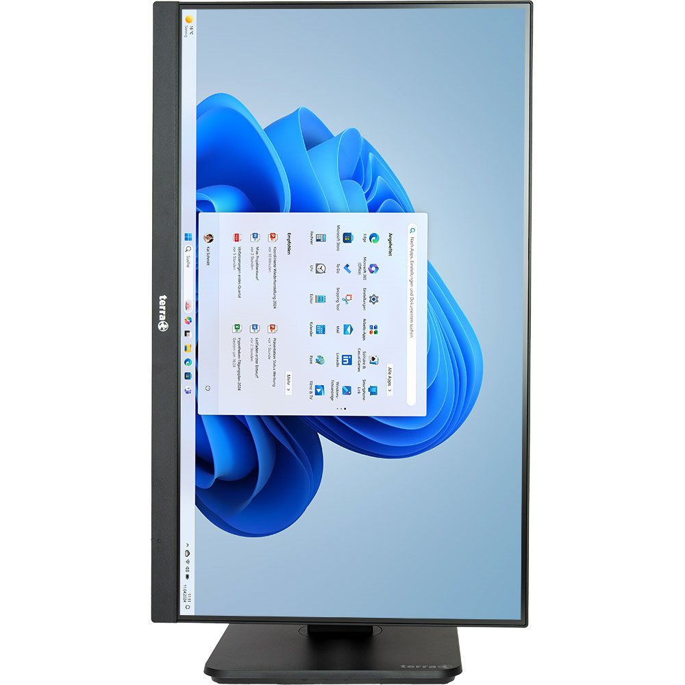 Ekran monitora wyświetlający interfejs Windows. Czarna ramka i podstawa.