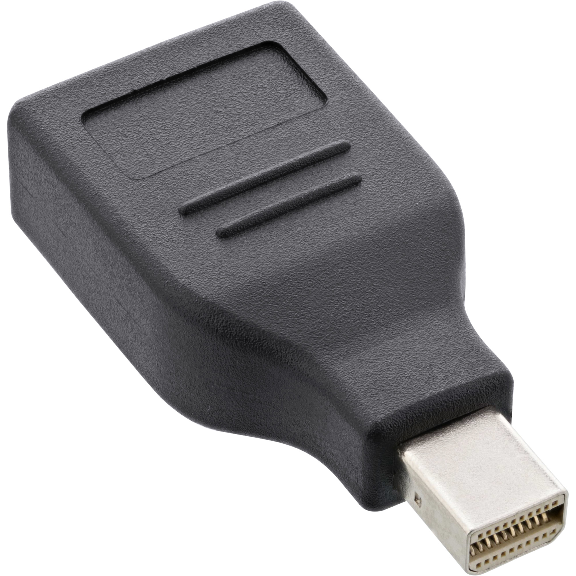 Adattatore Mini DisplayPort a HDMI nero. Isolato su sfondo bianco.