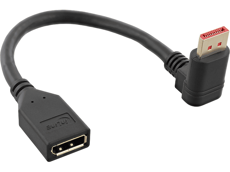InLine® Cavo DisplayPort 1.4, 8K4K, inclinato verso l'alto, nero/oro, 2 m