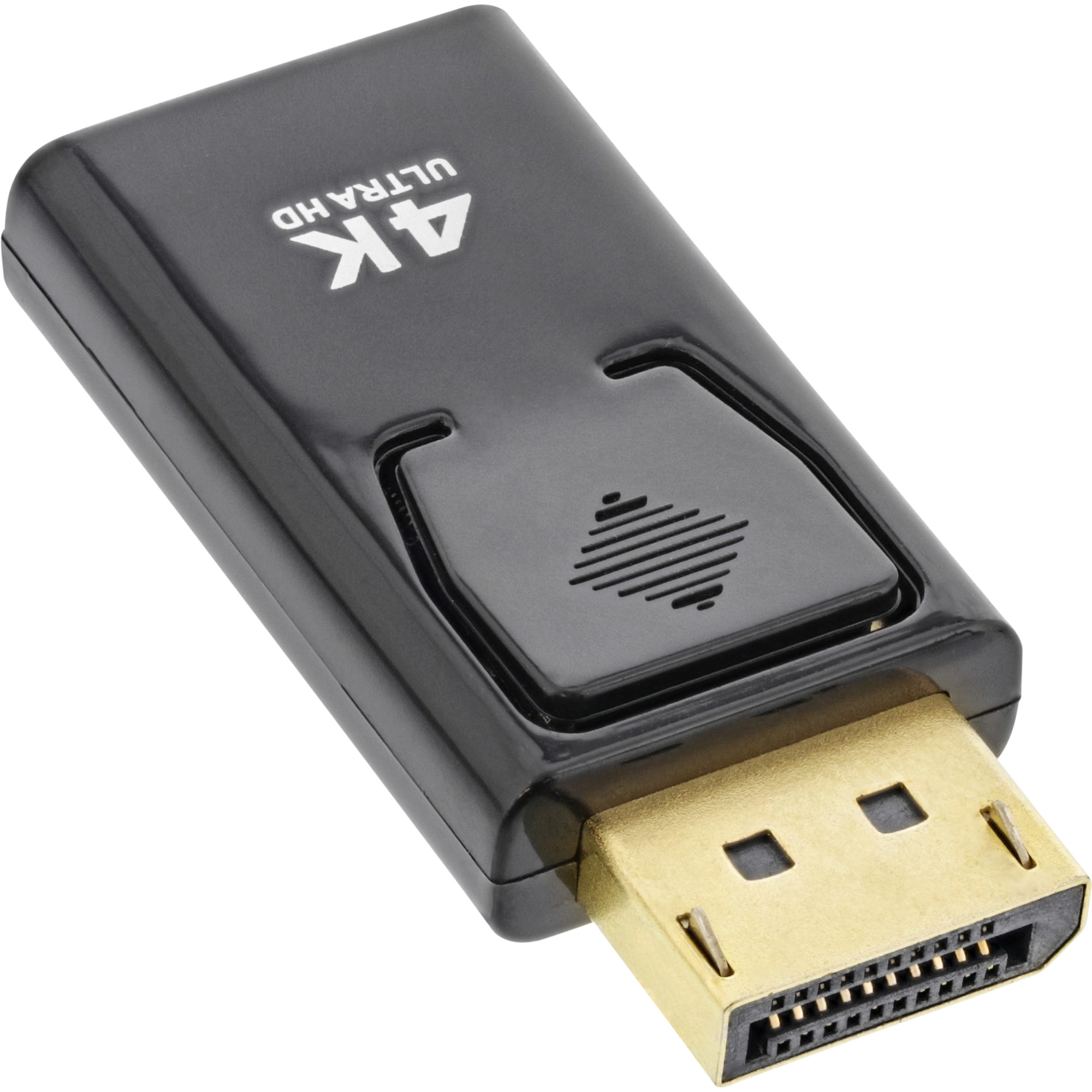 Schwarzer 4K Ultra HD Adapter mit goldfarbenem Anschluss.