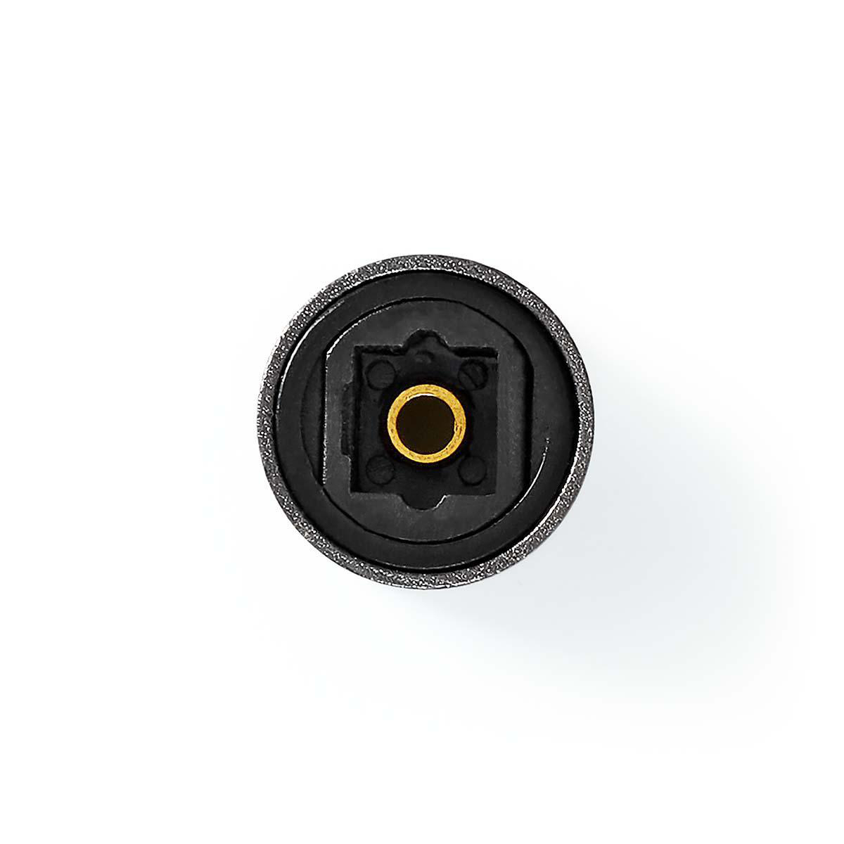 Nahaufnahme eines schwarzen und goldenen Audioanschlusses.