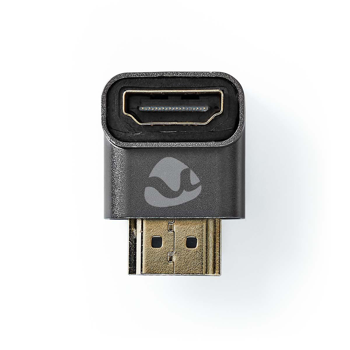 Schwarzer HDMI-Adapter mit Anschlüssen, Draufsicht auf weißem Hintergrund.