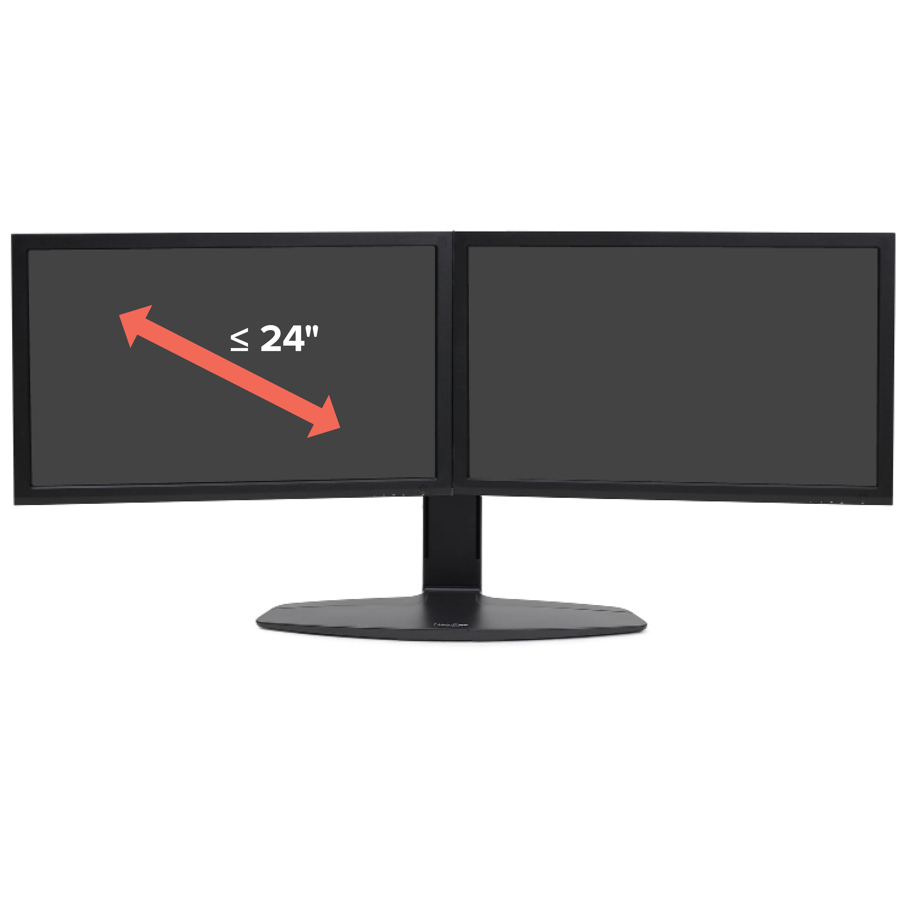 Twee monitoren naast elkaar. Linkerscherm toont pijl en "<lt/>= 24".
