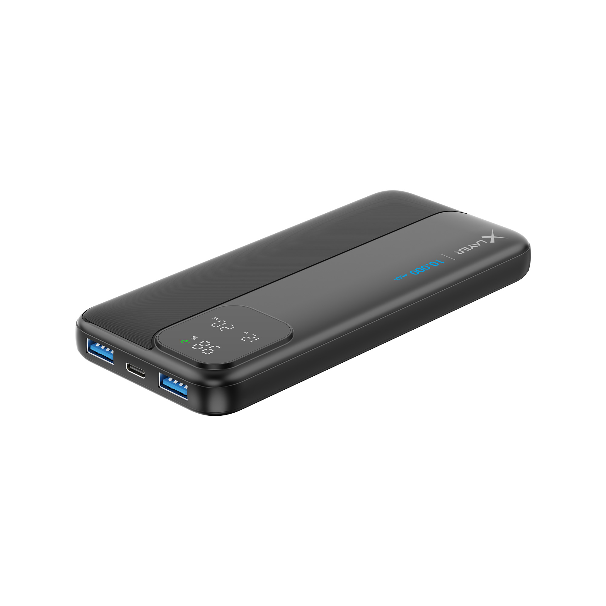 Eine schwarze Powerbank mit 56% Akku und einem USB-Anschluss.
