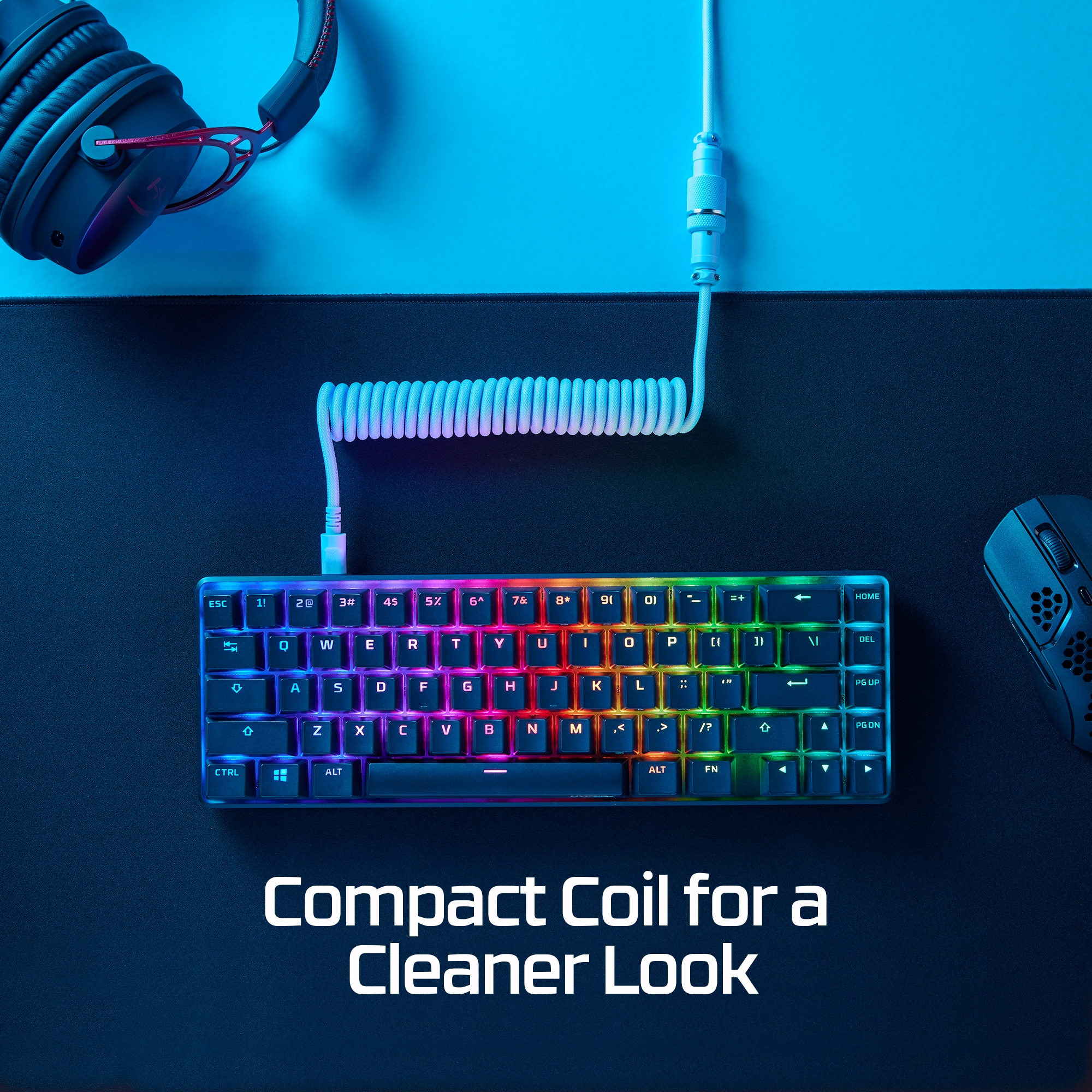 CAVO HYPERX Cavo a spirale  Compatibile con la maggior parte delle tastiere USB-C  Grigio