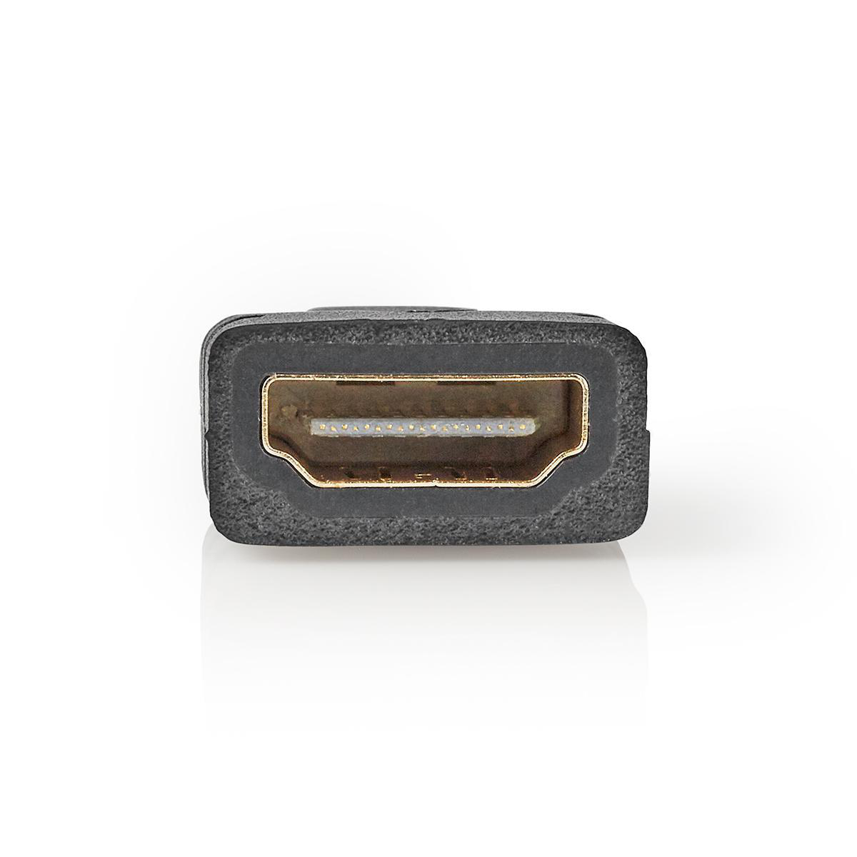 Un connettore per porta HDMI nero su sfondo bianco. La porta è a fuoco.