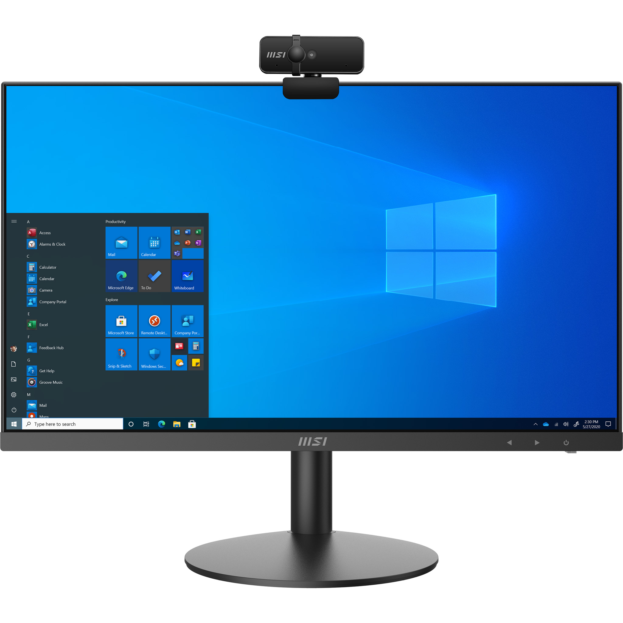 Monitor del computer con webcam, che mostra l'interfaccia di Windows.