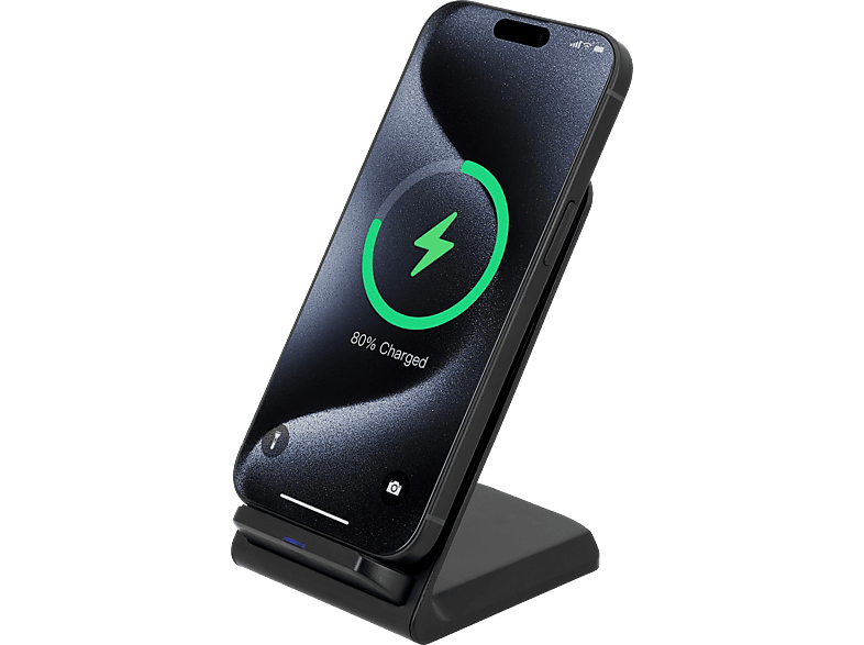 CAZY 15W Wireless Charger Stand, USB-C Drahtloses Ladegerät Universal, Schwarz, Schwarz