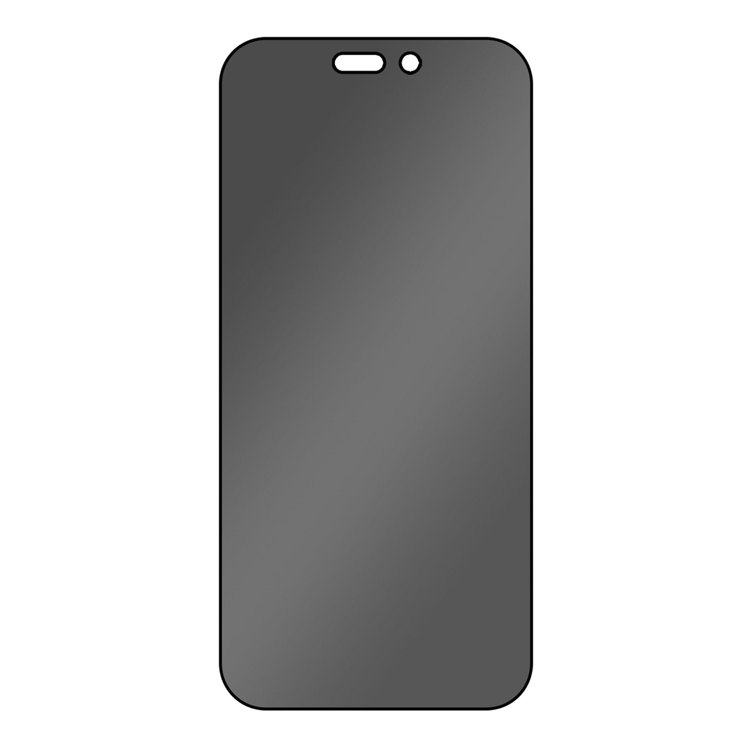 Una protezione schermo nera per un telefono. Sfondo nero.