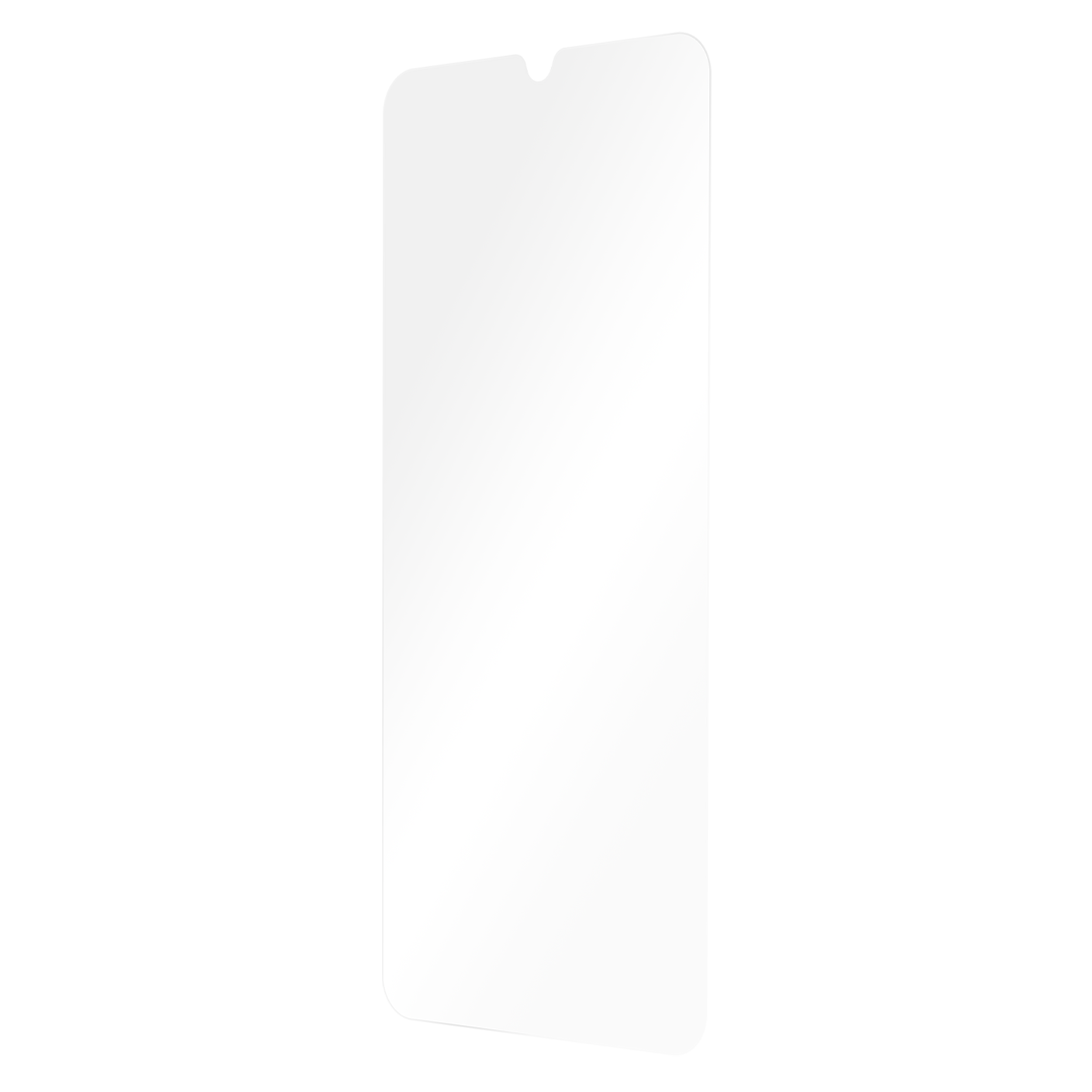 Ein Displayschutz für ein Telefon, klar und rechteckig.