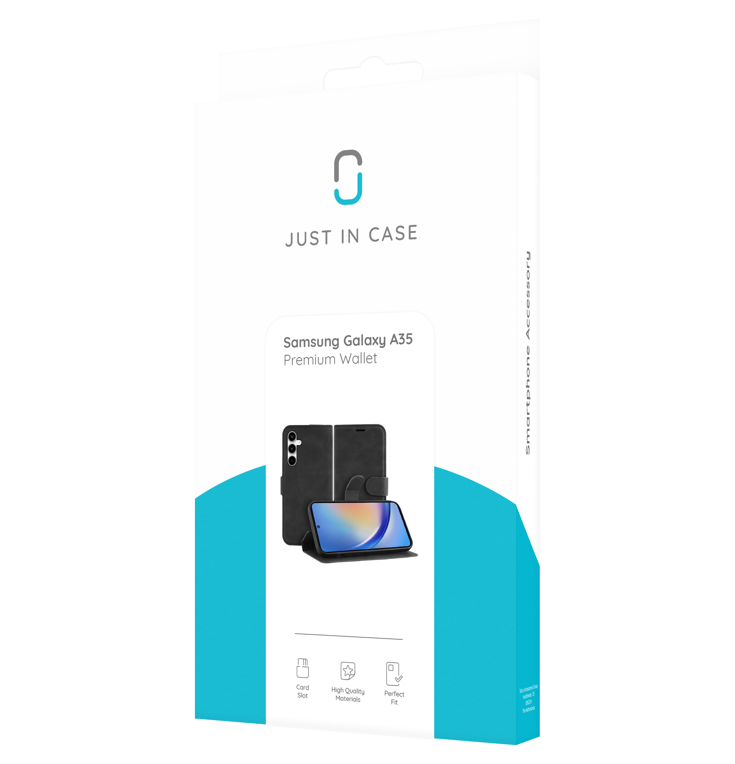 Telefonkasten mit Telefon und Zubehör. Die Box ist weiß und trägt den Markennamen.