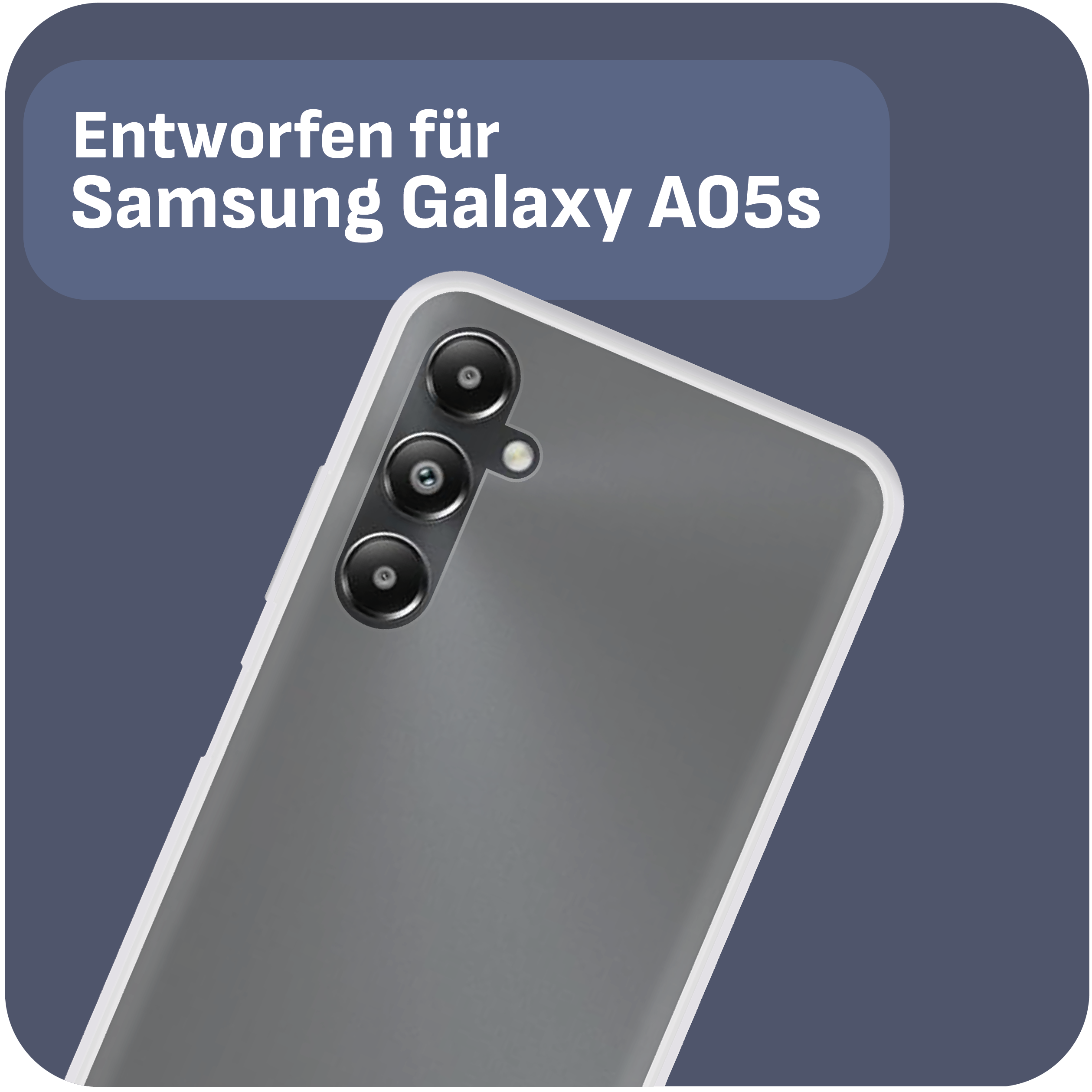 Eine Handyhülle auf dunklem Hintergrund mit Textüberlagerungen.