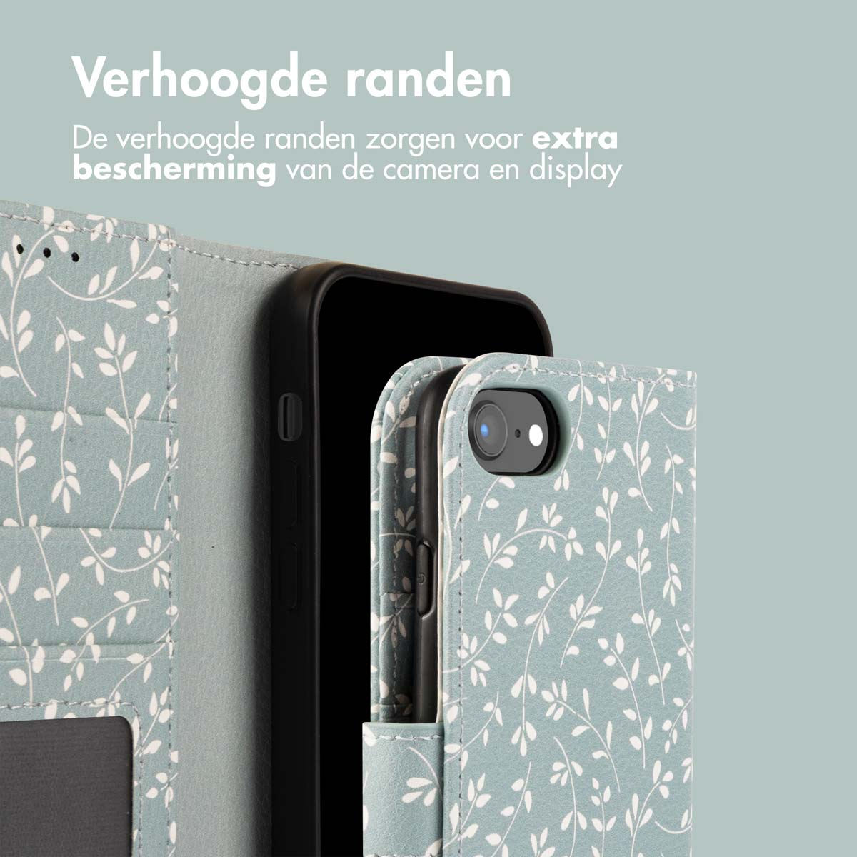 Telefoonhoes met bloemenpatroon, bescherming camera en scherm.