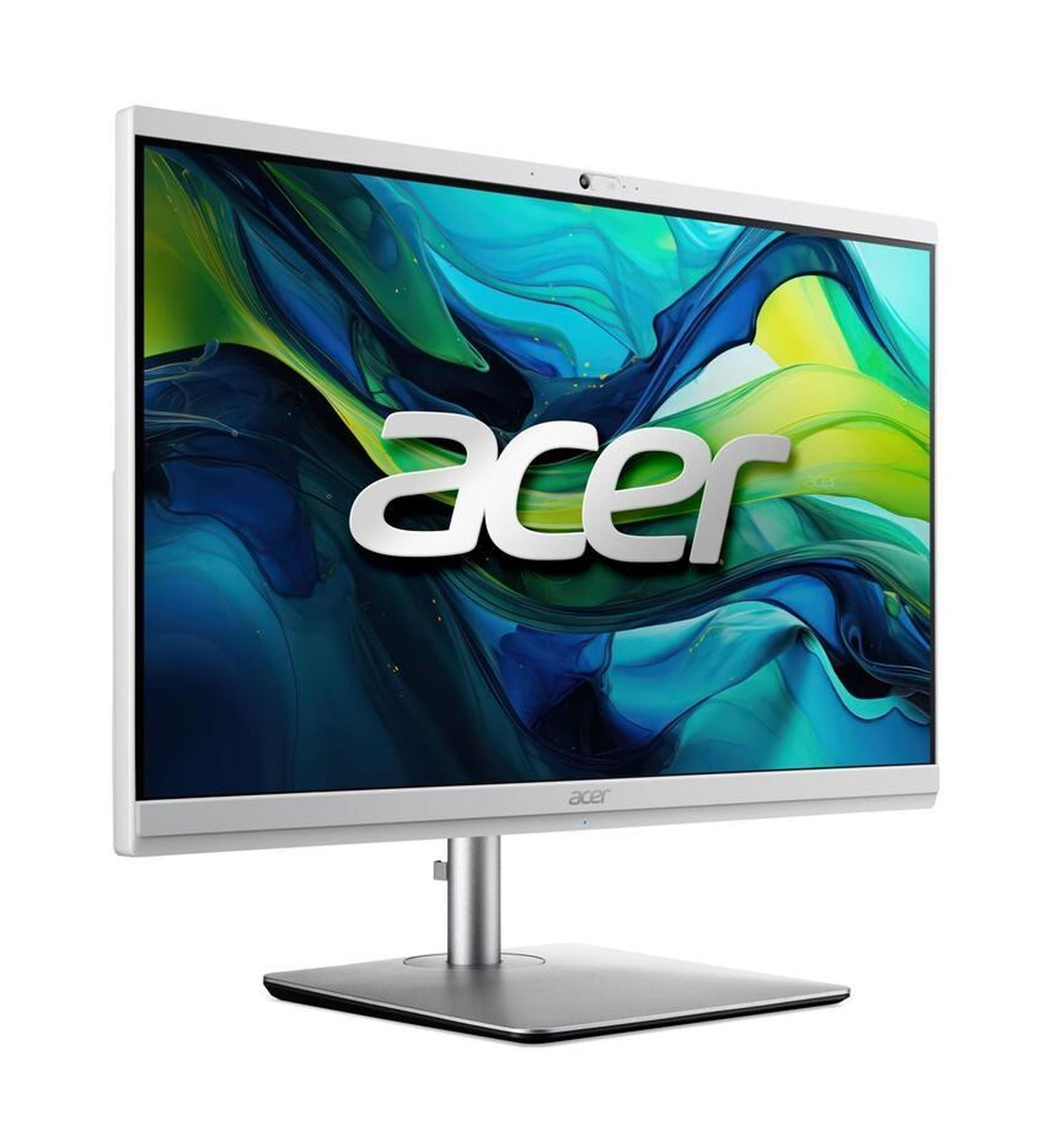 Monitor Acer con la parola acer in bianco e sfondo verde/giallo.