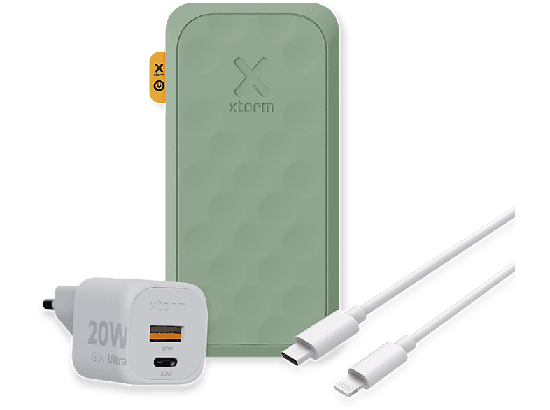 XTORM 20W FS5 Powerbank + 20W GaN2-Ultra + Lightning Powerbank 10000 mAh Grün