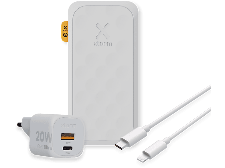XTORM 20W FS5 Powerbank + 20W GaN2-Ultra + Lightning Powerbank 10000 mAh Weiß