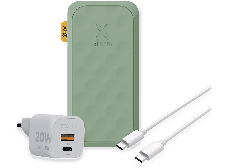 XTORM 20W FS5 Powerbank + 20W GaN2-Ultra + USB-C Powerbank 10000 mAh Grün