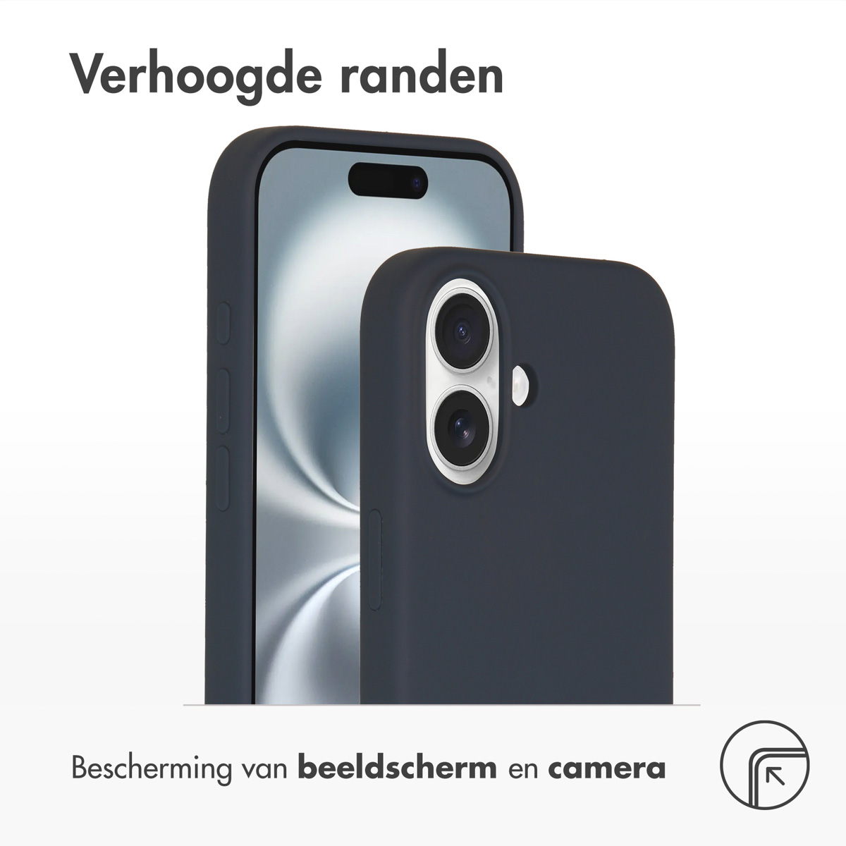 Deux téléphones dans un étui de protection. Le texte sur le téléphone est en néerlandais, ce qui signifie bords améliorés.
