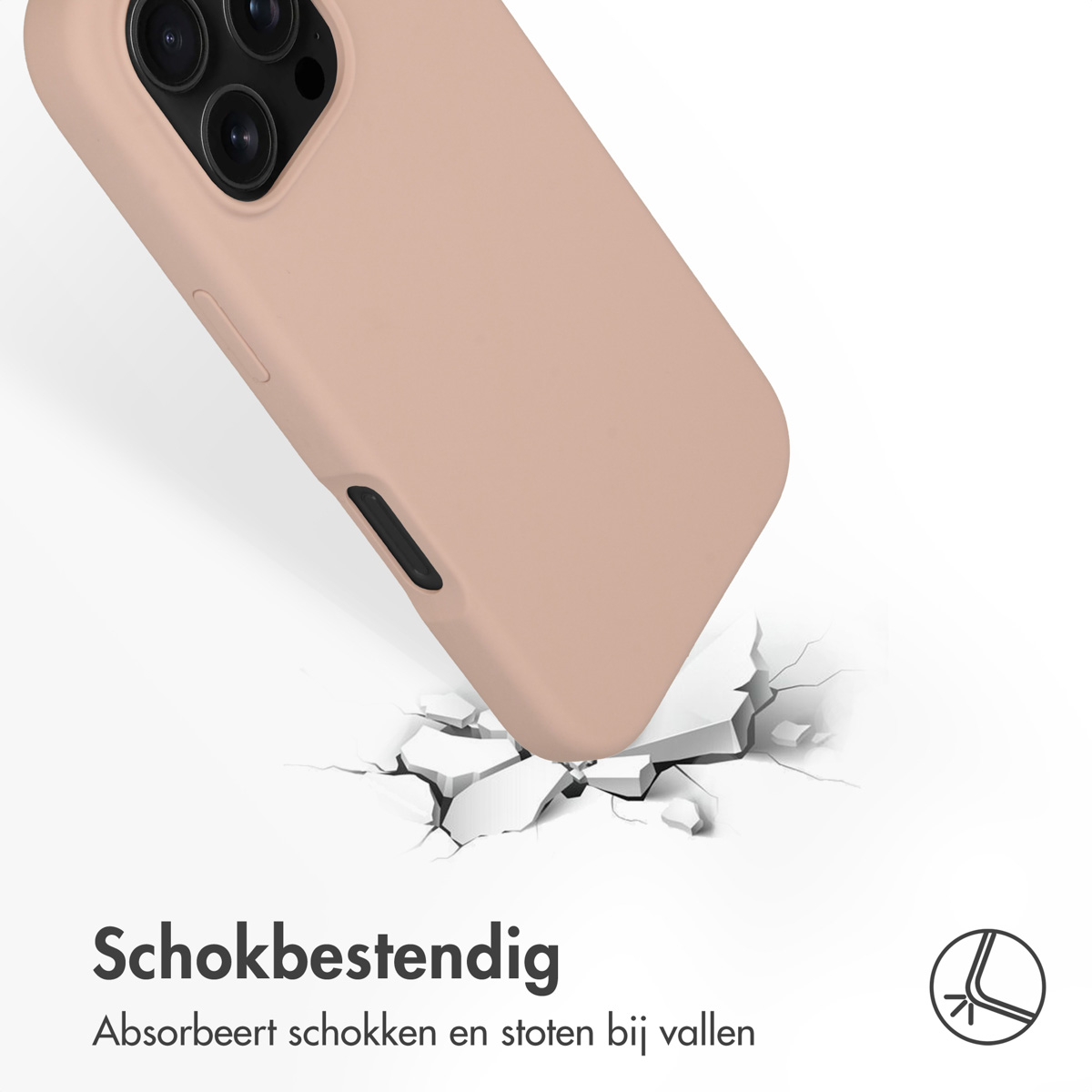 Une coque de téléphone rose qui a un effet fissuré sur le sol.