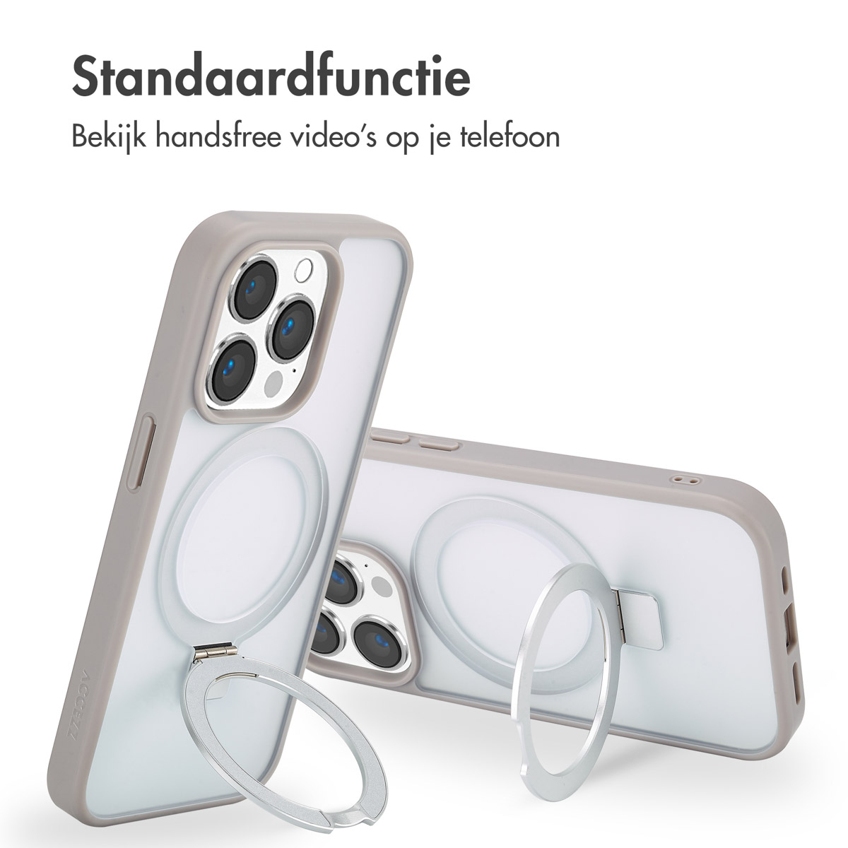 Deux étuis de téléphone avec supports d'anneau, un avec l'anneau ouvert.