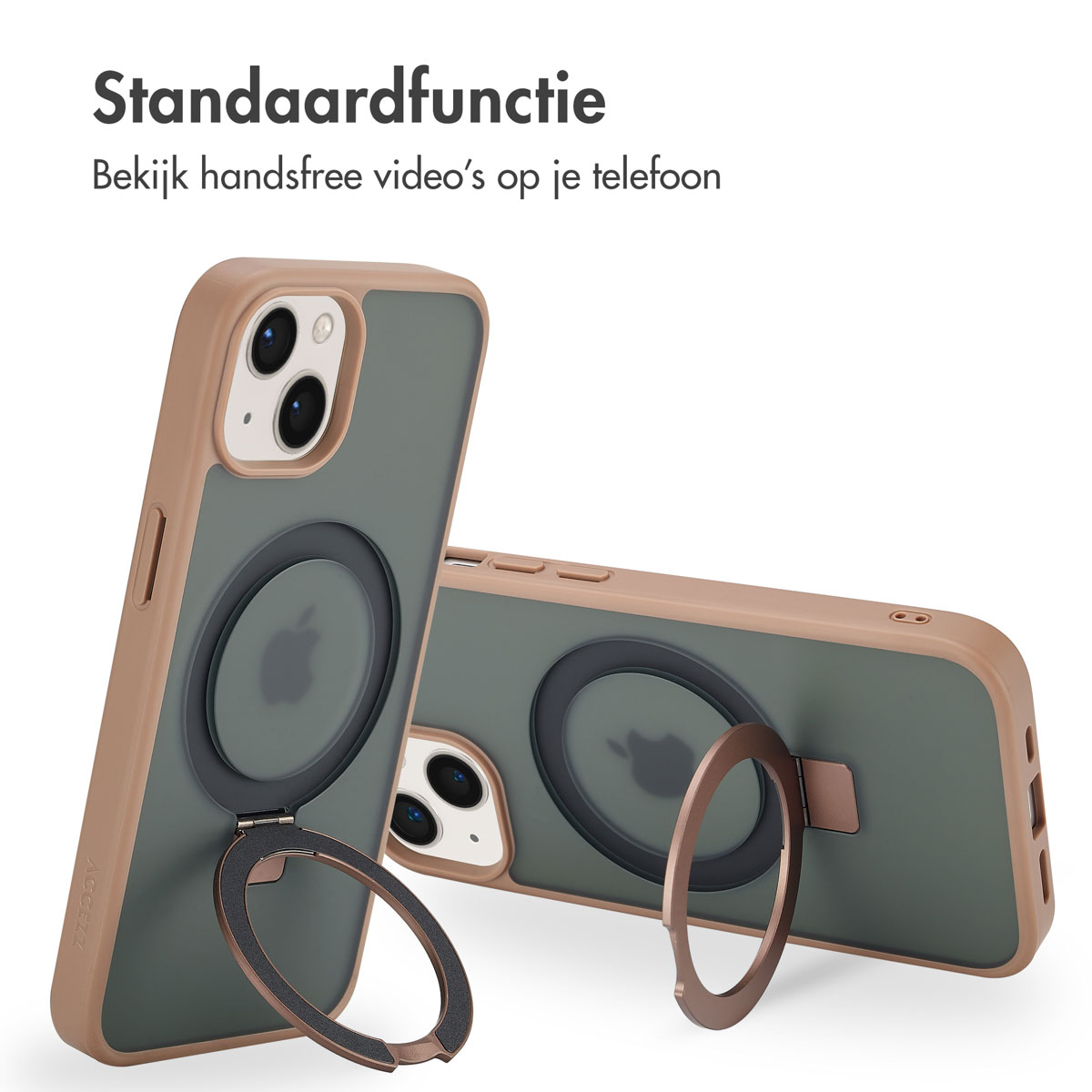 Telefoonhoesjes met ringstandaards, één ring open, één gesloten, tegen een witte achtergrond.