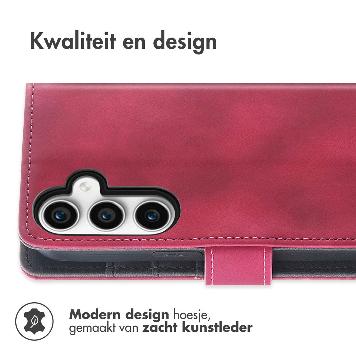 Coque de téléphone rouge ouverte, montrant l'arrière et une partie.