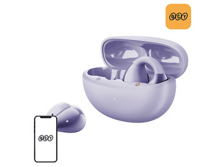 QCY C30 (QT33) Crossky 4 Mikrofon Enc IPX5 5.4 Bluetooth Küpe Kulaklık Mor