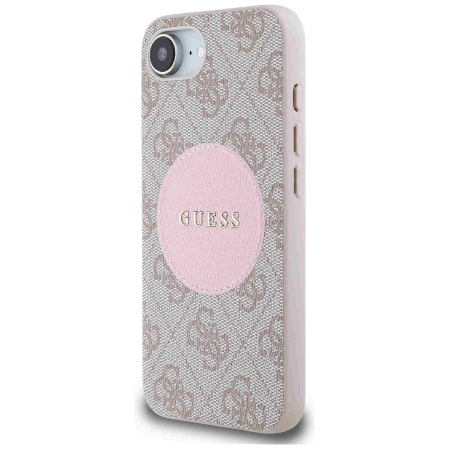 Eine Handyhülle mit Guess-Logo und gemustertem Design.