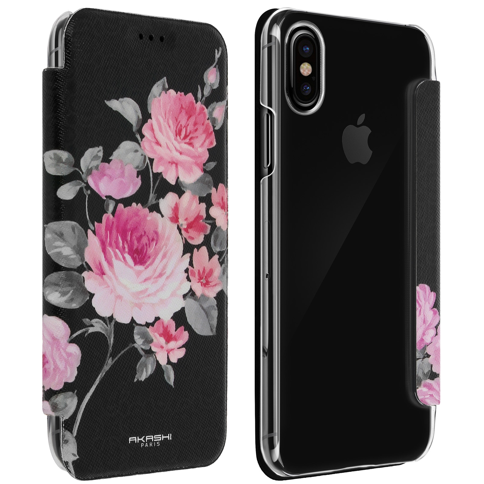Custodia per telefono con design floreale rosa.