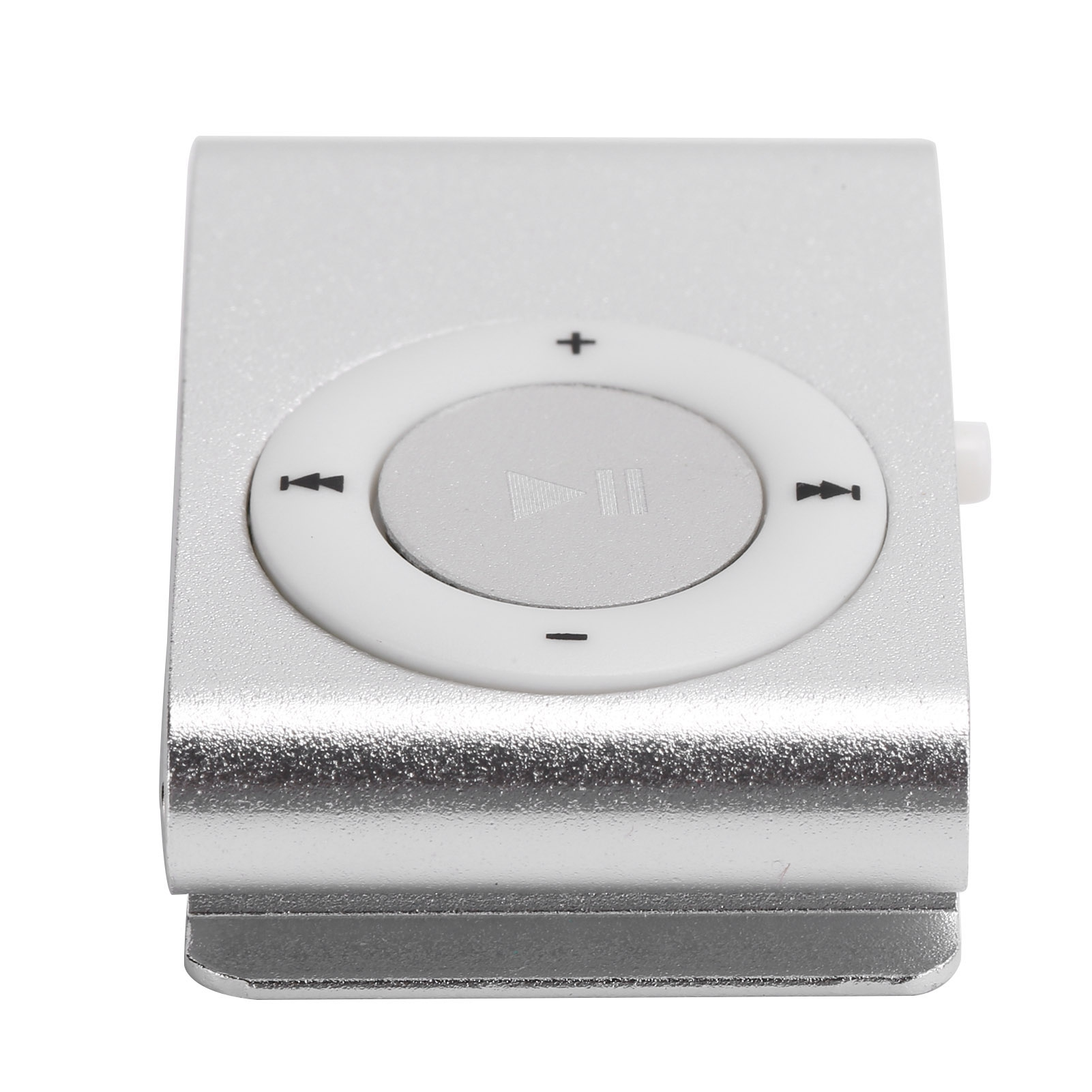 Silberner MP3-Player mit Steuertasten.