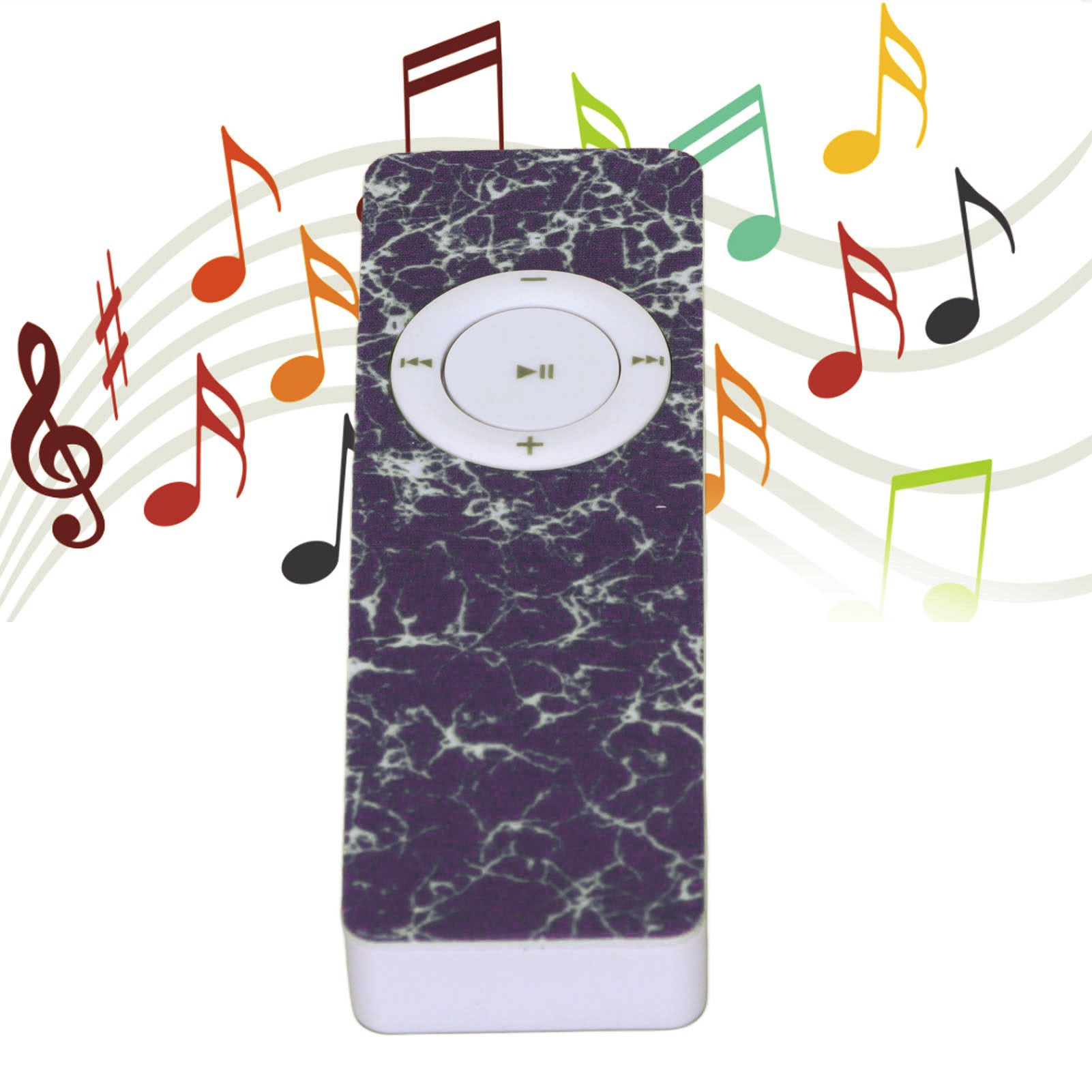 MP3-Player mit Musiknoten, die ihn umgeben.