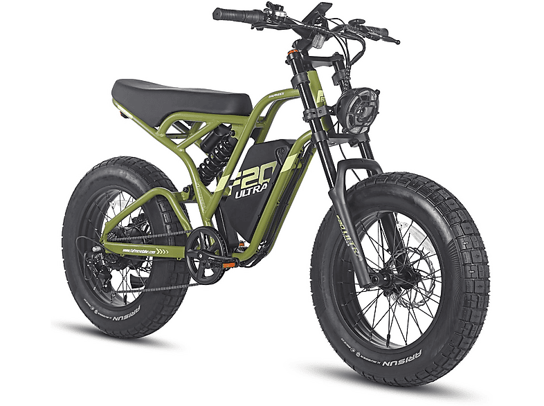 FAFREES F20 Ultra Mountainbike (Laufradgröße: 20 Zoll, Rahmenhöhe: 103 cm, Unisex-Rad, 1200 Wh, Olivgrün)