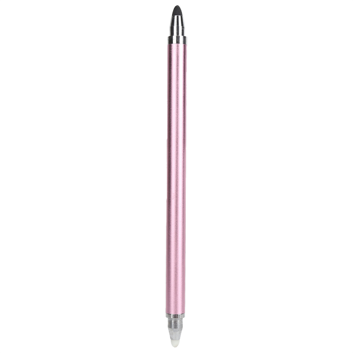 Rosa Stylus-Stift mit silberner Spitze und silbernem Ende, vor weißem Hintergrund.