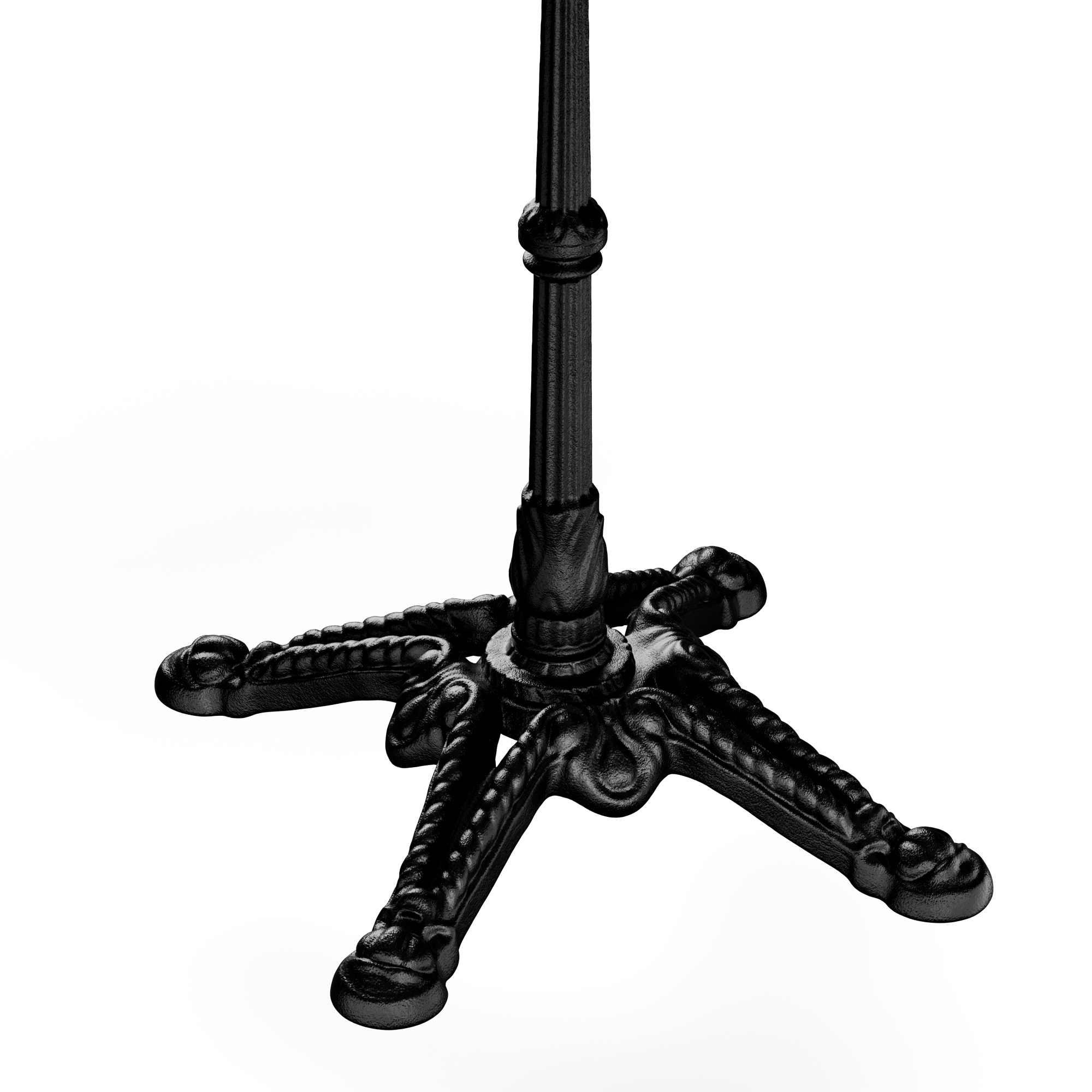 Schwarzer Metall-Tischfuß mit aufwändigem Design, vier Beine.