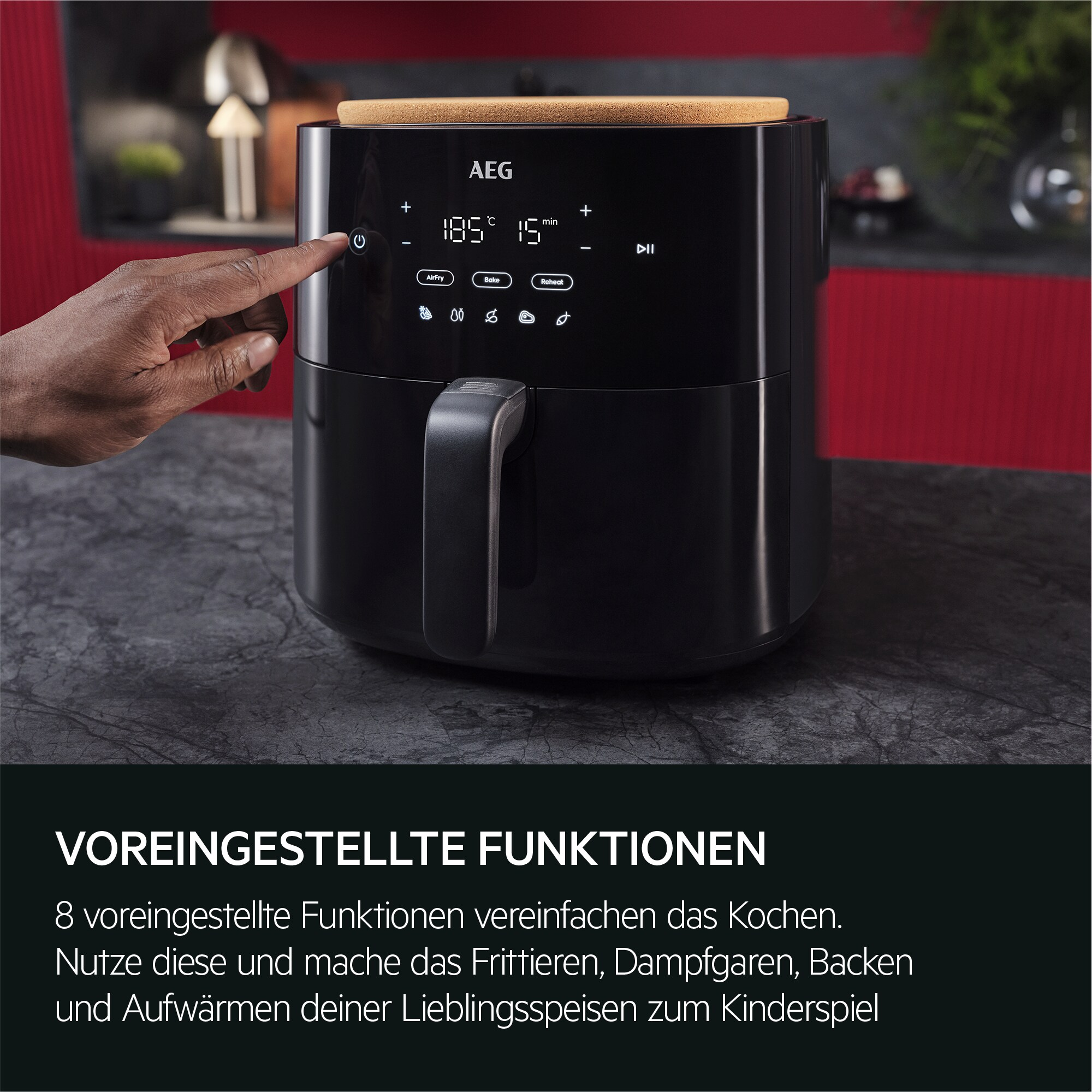 FRIGGITRICE AD ARIA AEG AAF7B Singolo 6,8 L 1800 W Friggitrice ad aria calda Nero